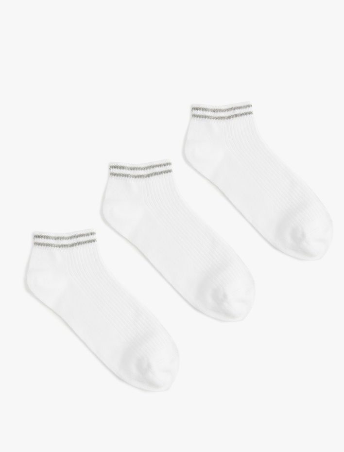 Erkek Çizgili Pamuklu 3'lü Patik Çorap Seti