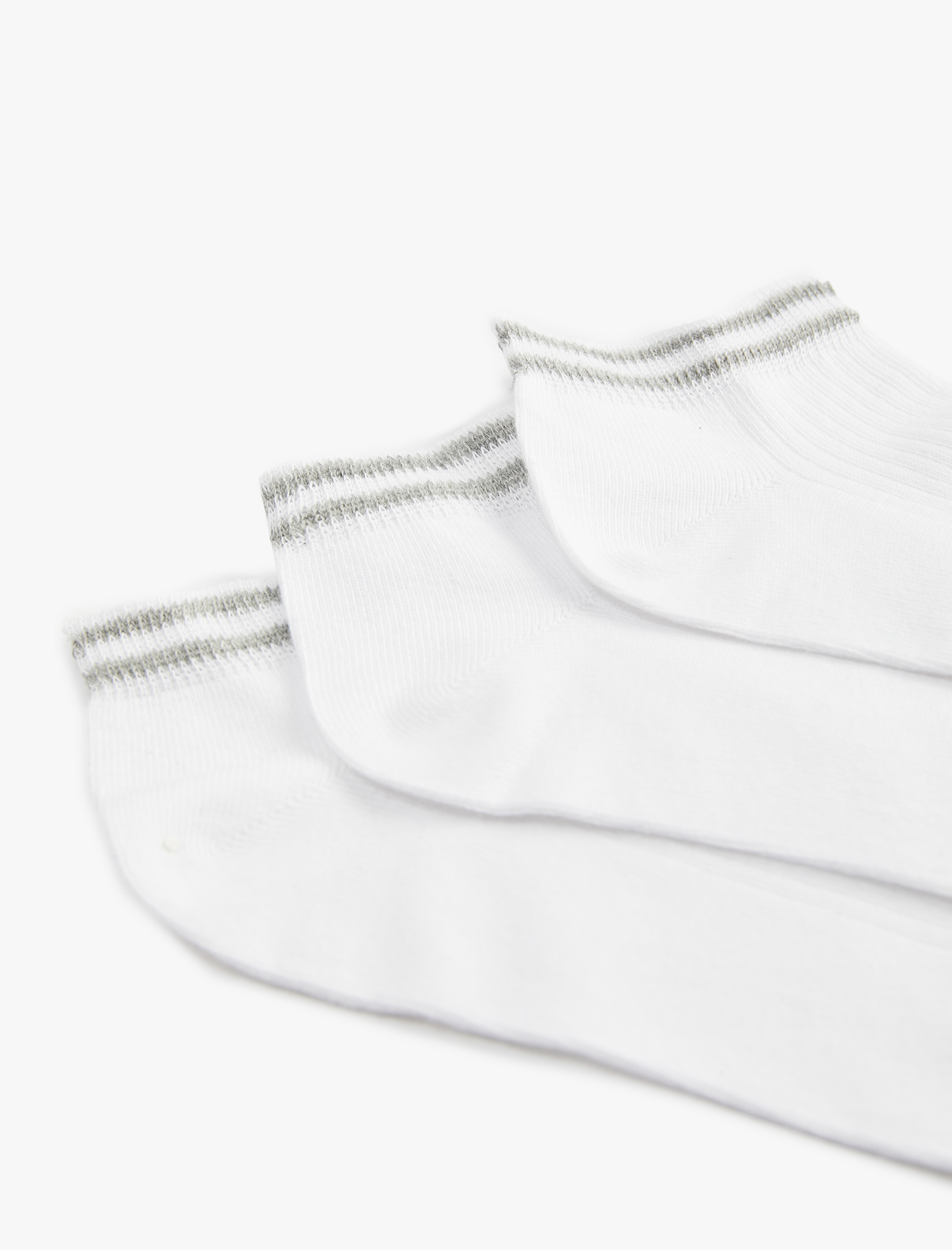  Erkek Çizgili Pamuklu 3'lü Patik Çorap Seti