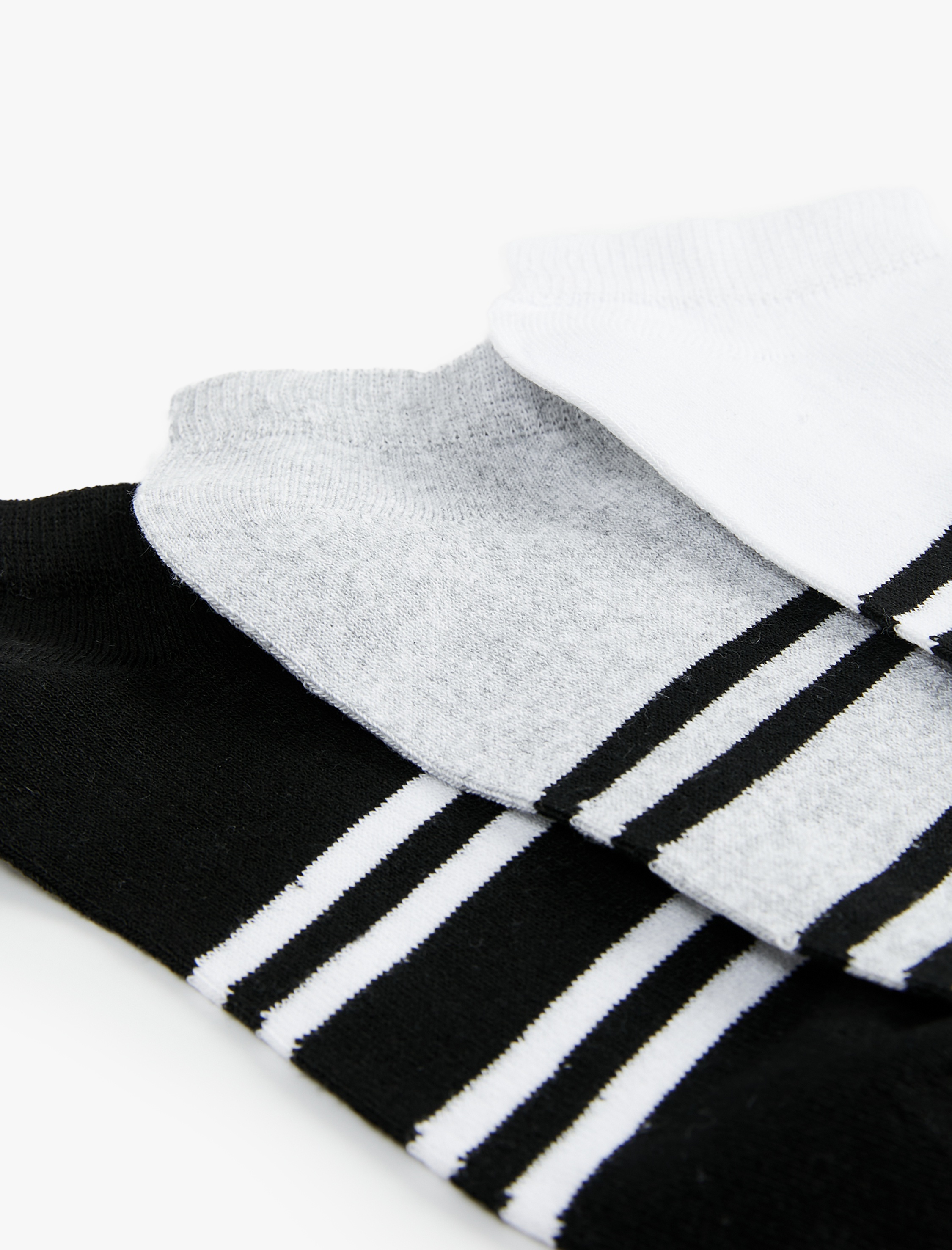  Erkek 3'lü Çizgili Patik Çorap Seti