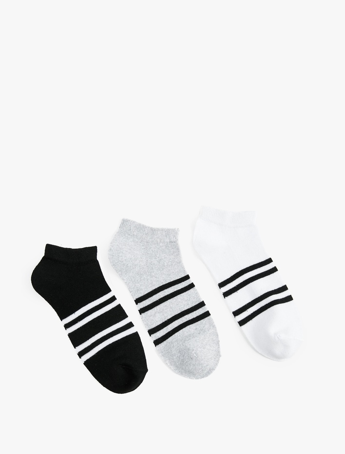 Erkek 3'lü Çizgili Patik Çorap Seti