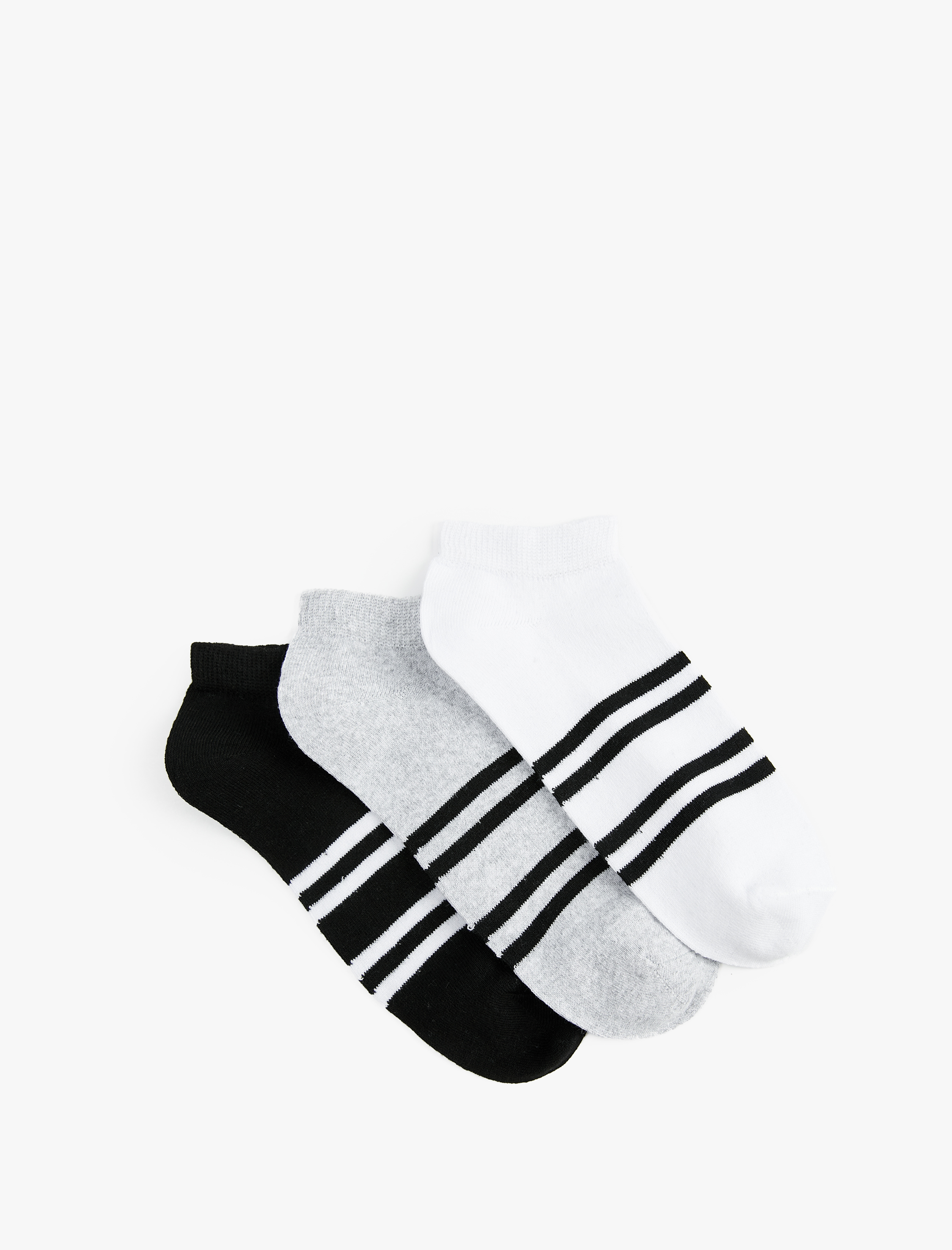  Erkek 3'lü Çizgili Patik Çorap Seti