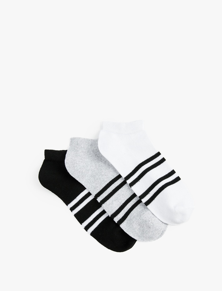 Erkek 3'lü Çizgili Patik Çorap Seti