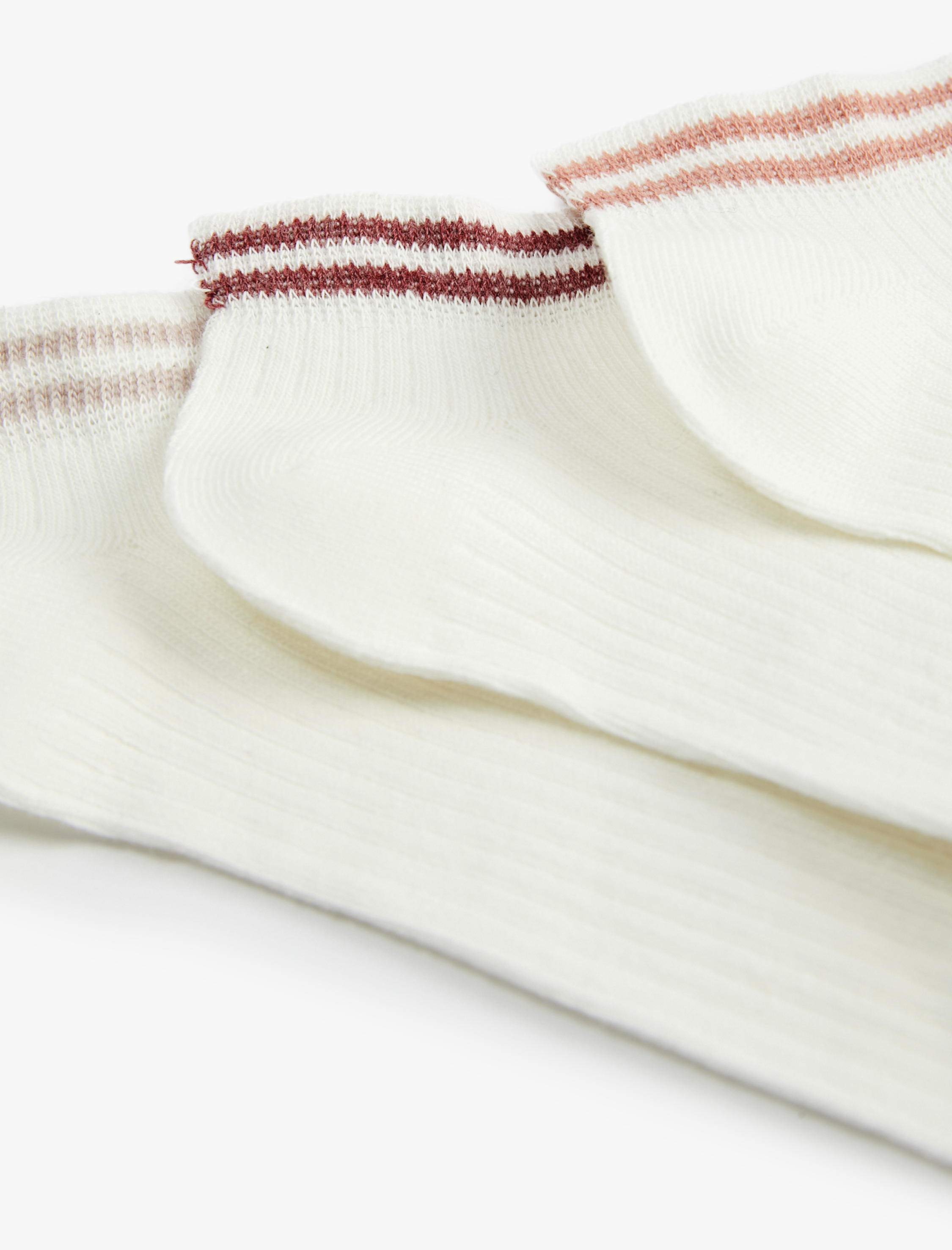 Kadın Pamuklu Çizgili 3'lü Patik Çorap Seti