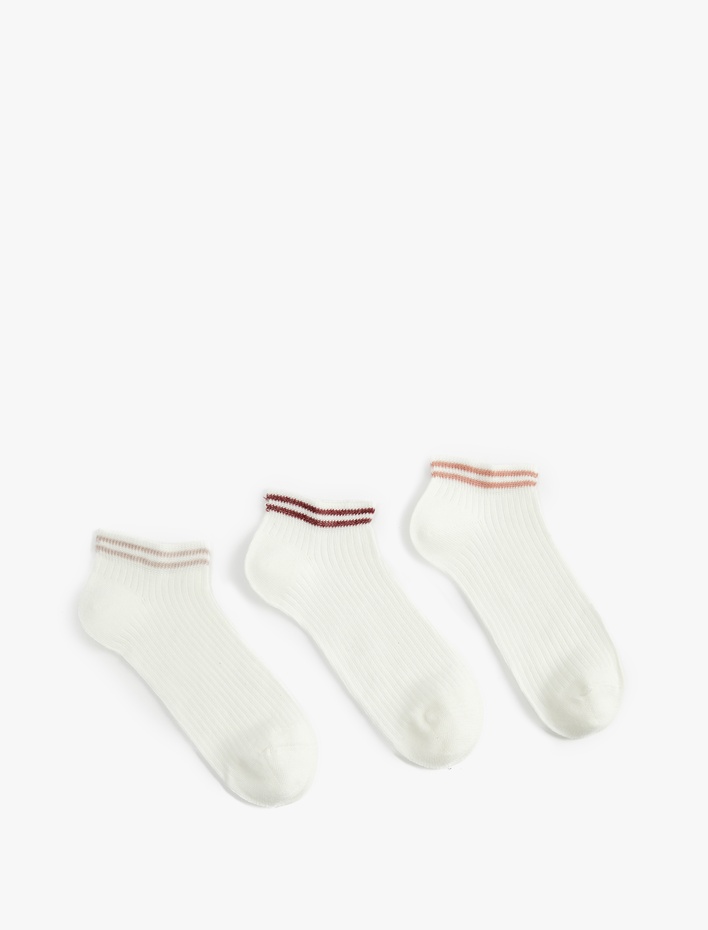 Kadın Pamuklu Çizgili 3'lü Patik Çorap Seti