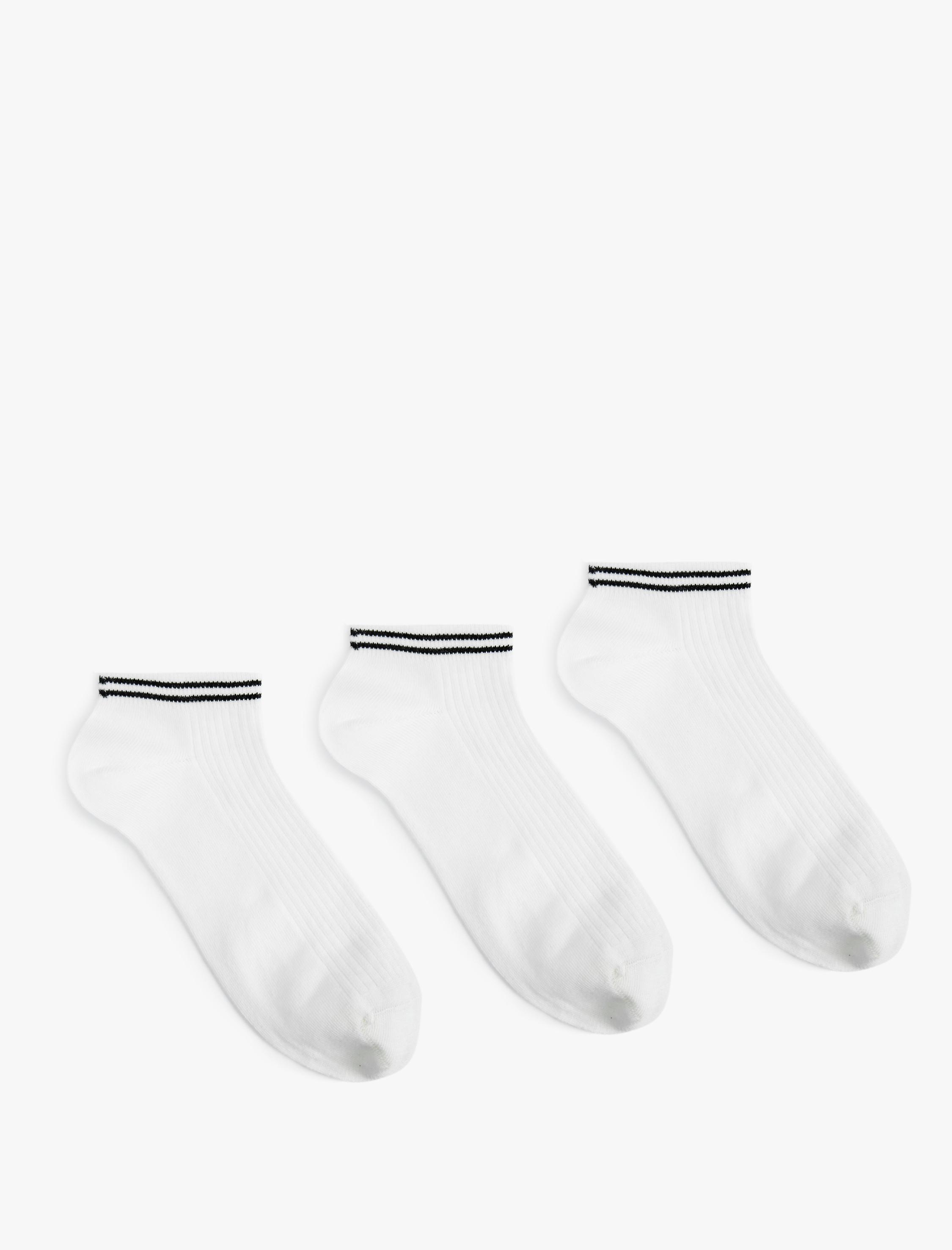  Erkek Çizgili 3'lü Patik Çorap Seti