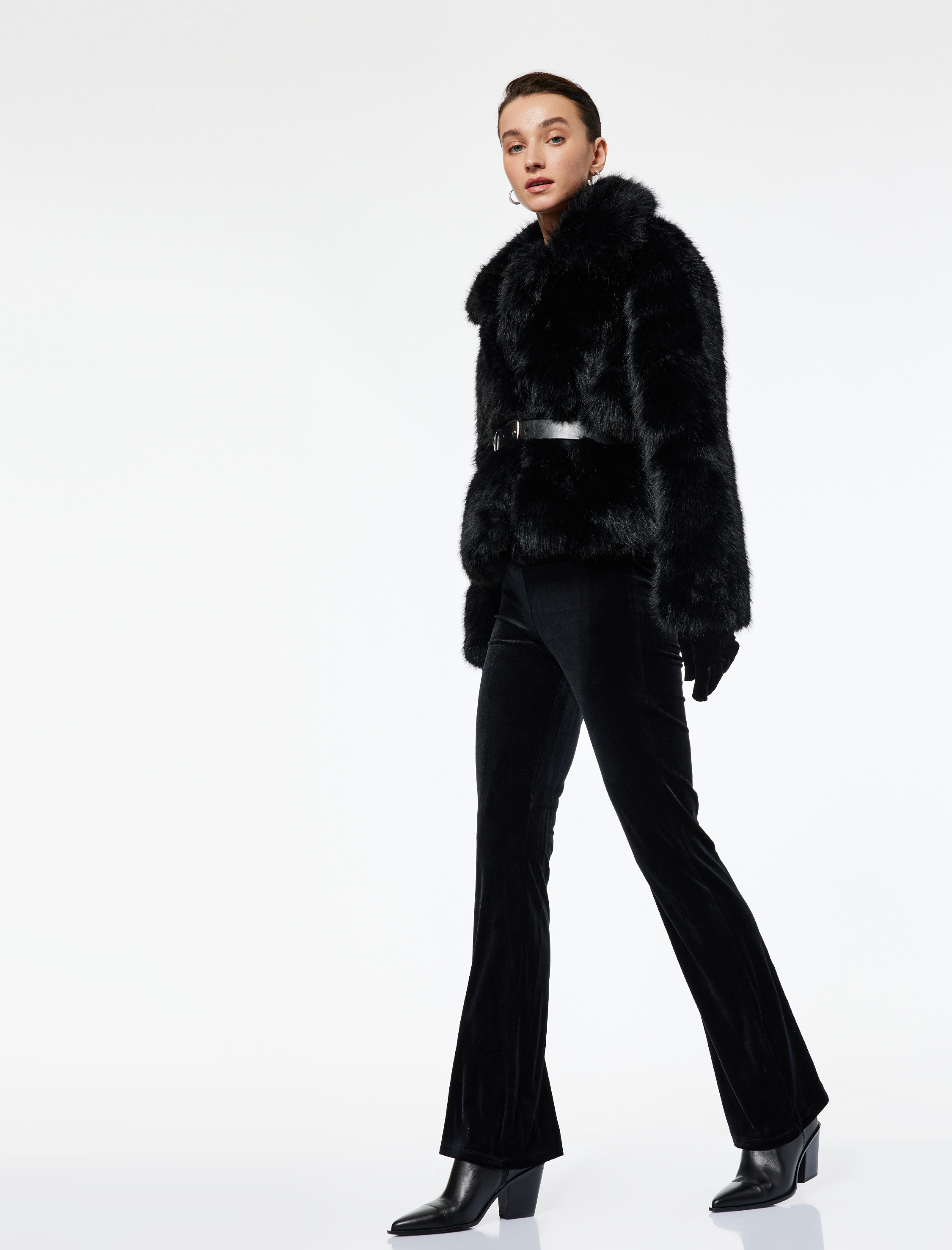   Slim Fit İspanyol Paça Kadife Tayt