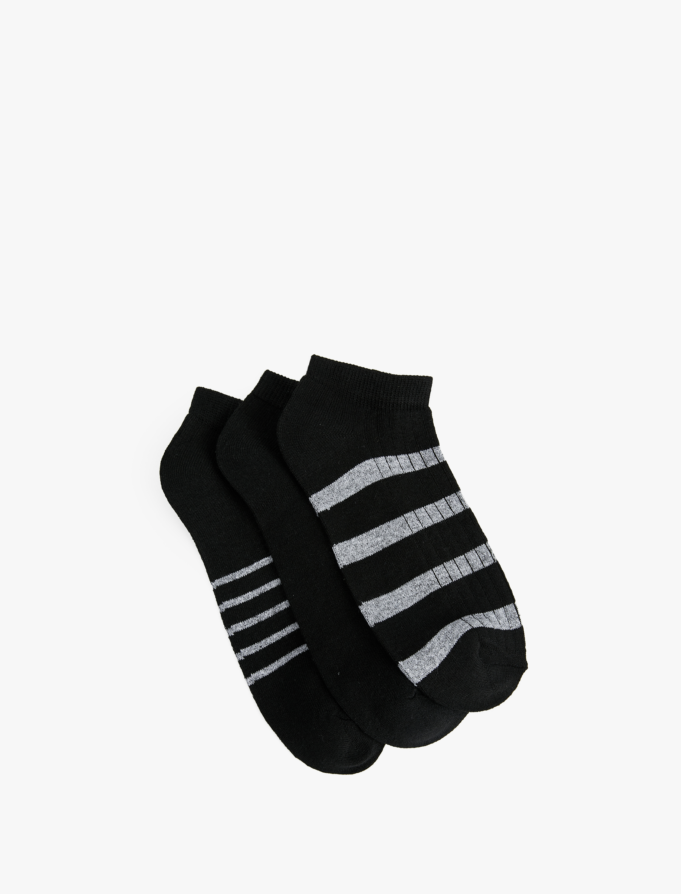  Erkek Çizgili 3'lü Patik Çorap Seti