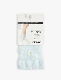 15 Den Çiçek Desenli Soket Çorap