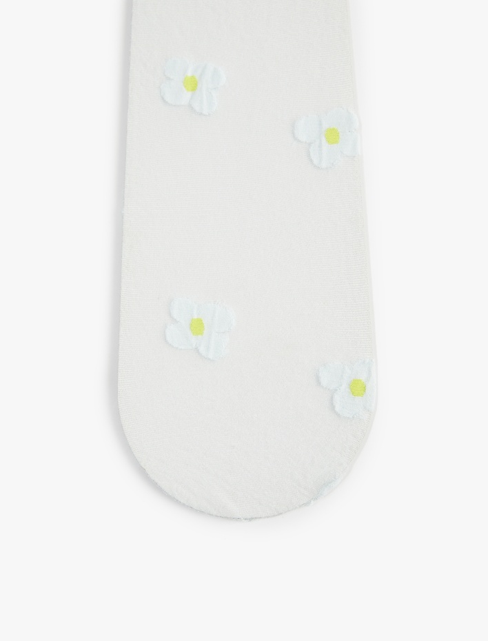 Kadın 15 Den Çiçek Desenli Soket Çorap