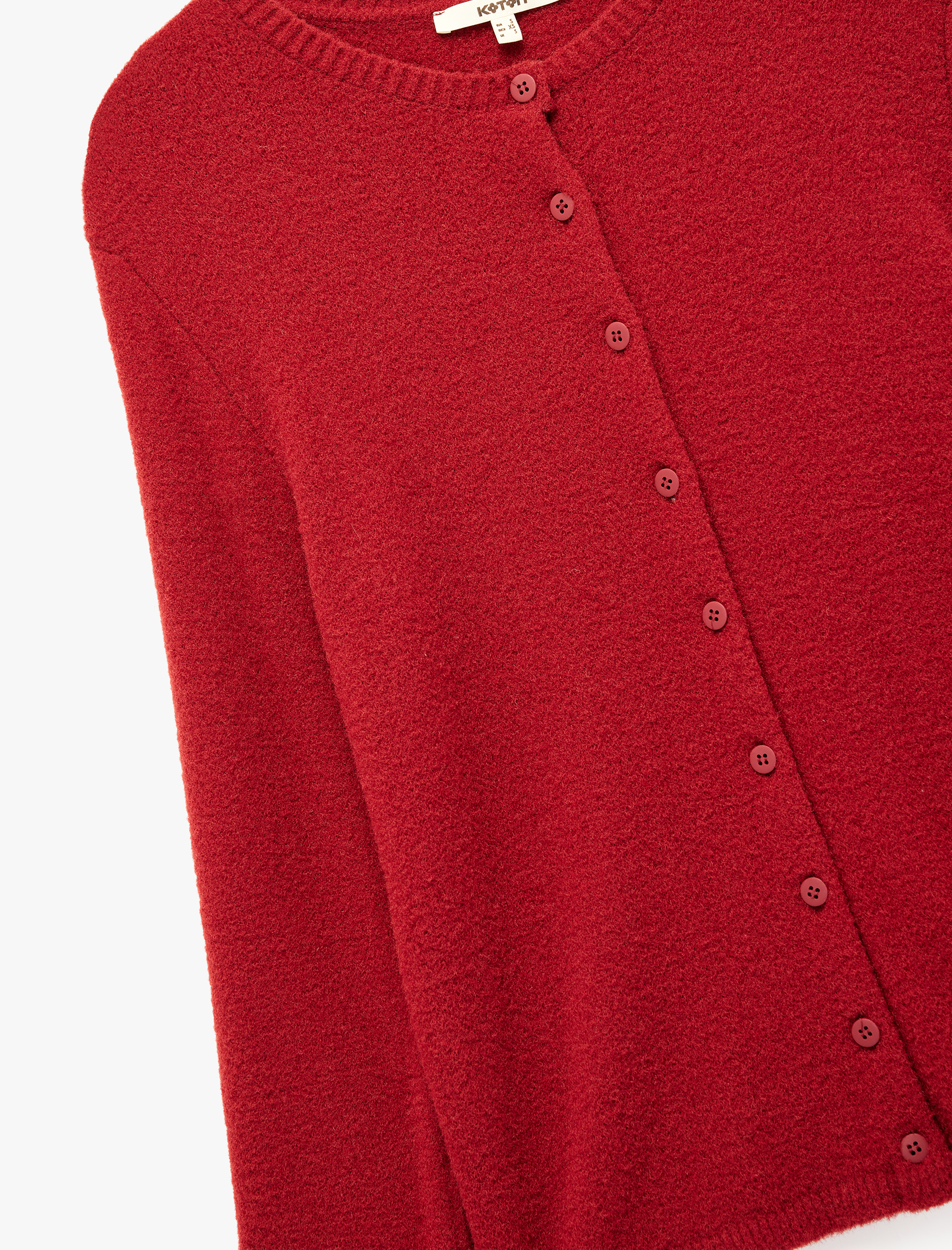 Uzun Kollu Bisiklet Yaka Düğmeli Peluş Triko Hırka