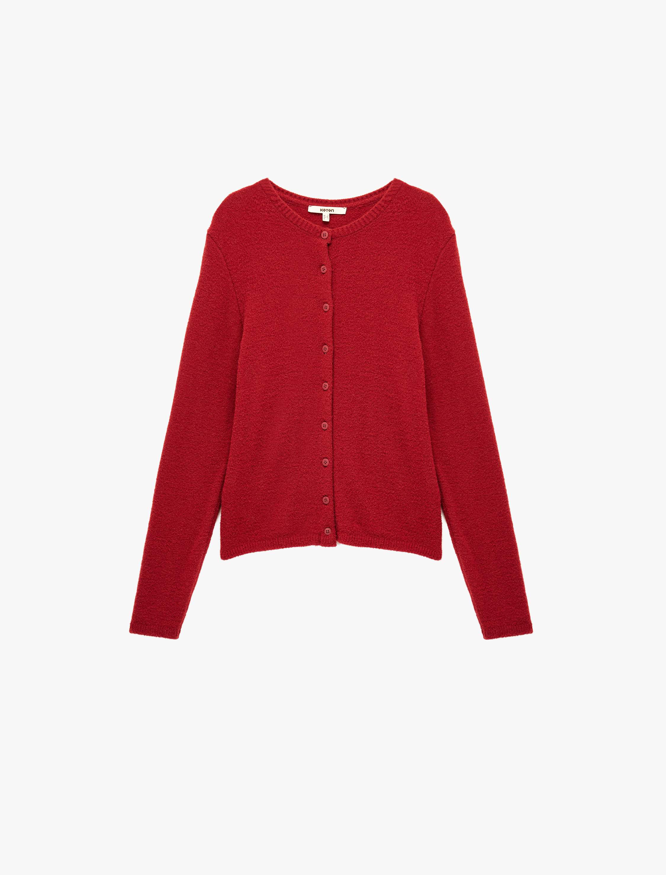 Uzun Kollu Bisiklet Yaka Düğmeli Peluş Triko Hırka