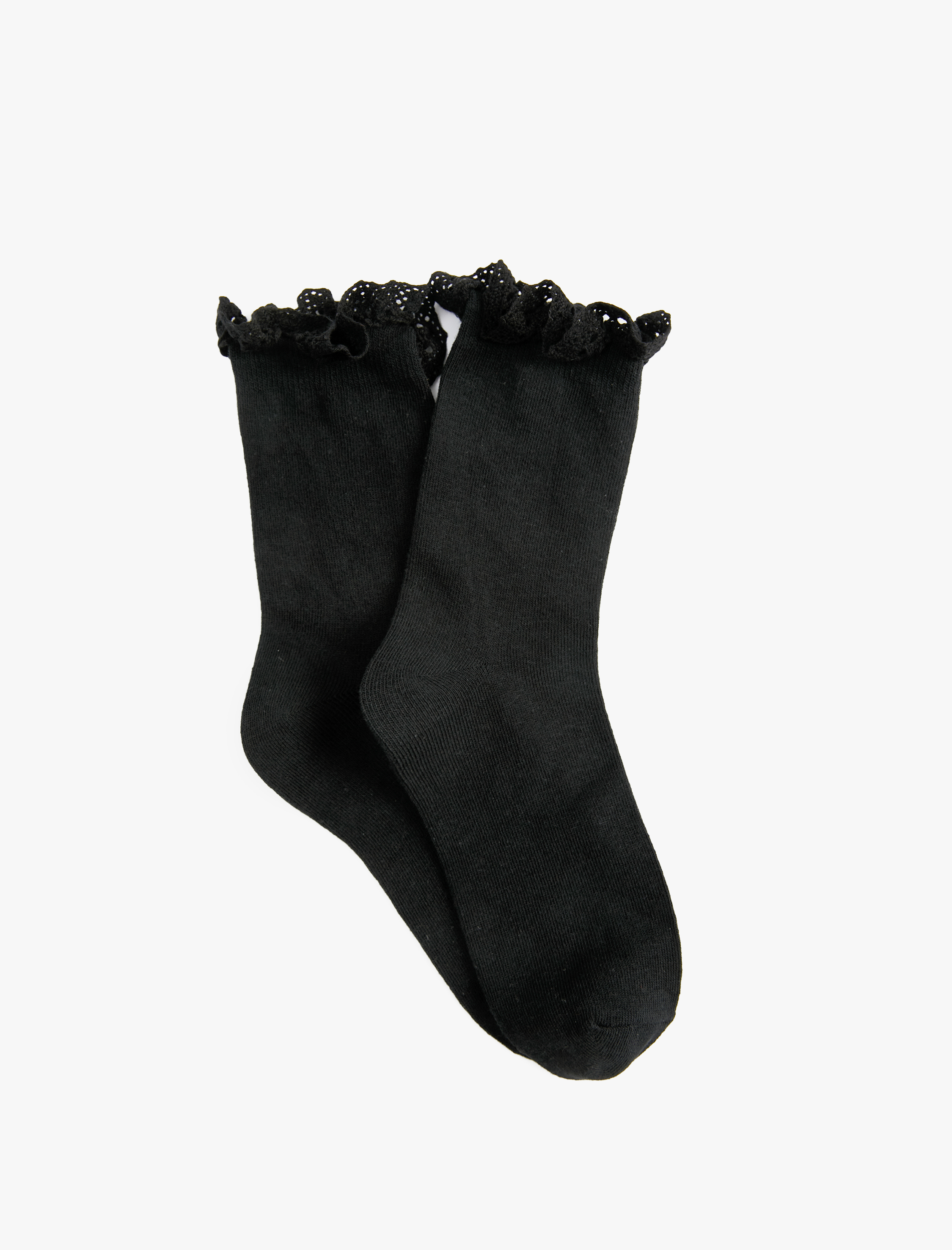  Kadın Pamuklu Dantelli 2'li Çorap Seti