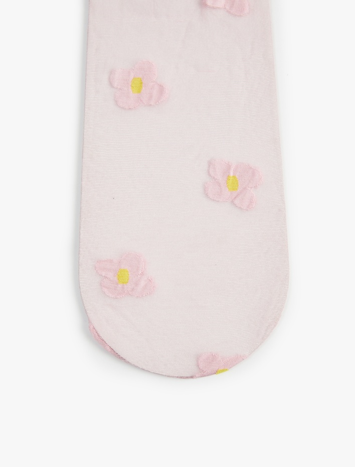 Kadın 15 Den Çiçek Desenli Soket Çorap