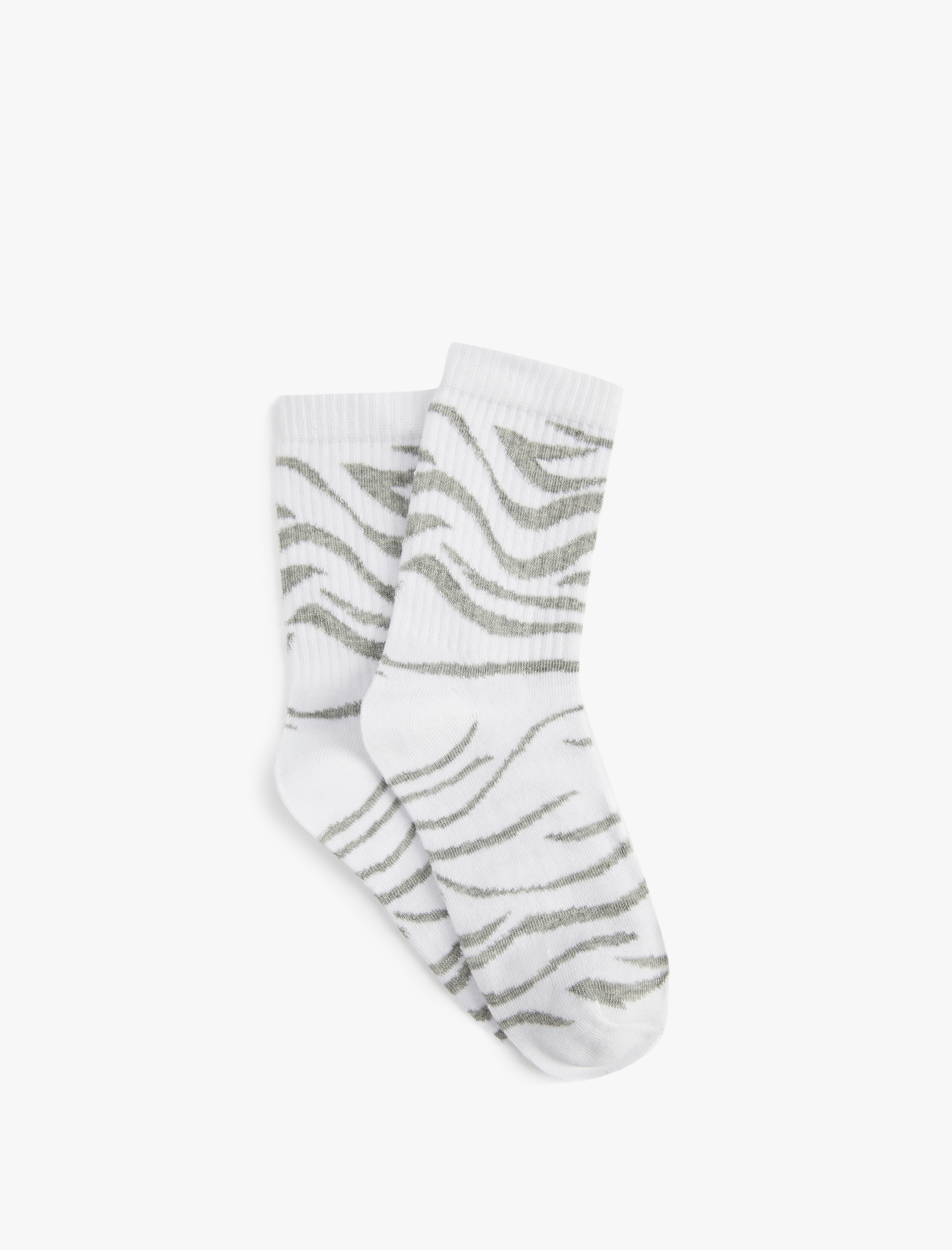  Kadın Pamuklu Zebra Desenli Tenis Çorabı