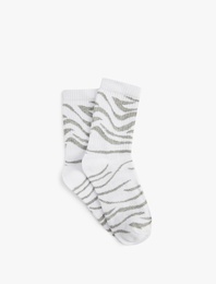 Pamuklu Zebra Desenli Tenis Çorabı