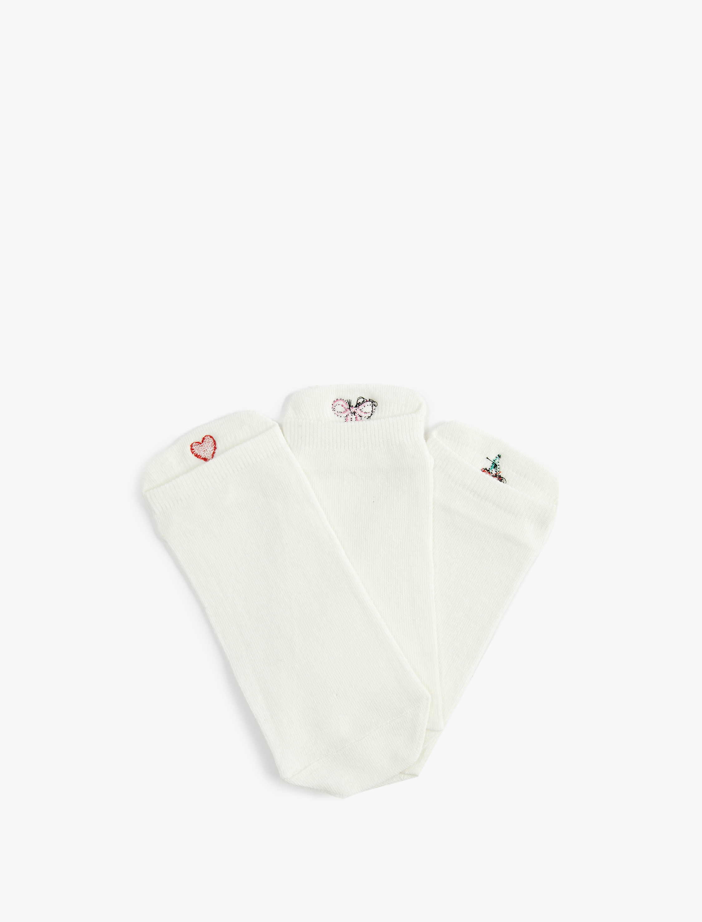 Kadın Kiraz Detaylı Kalpli 3'lü Patik Çorap Seti