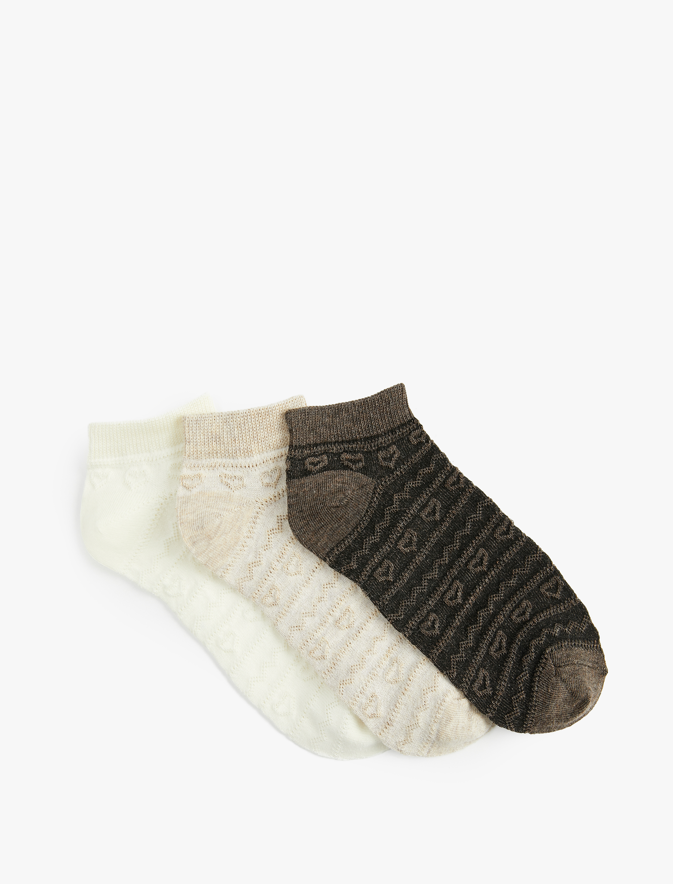  Kadın Kalpli 3'lü Patik Çorap Seti