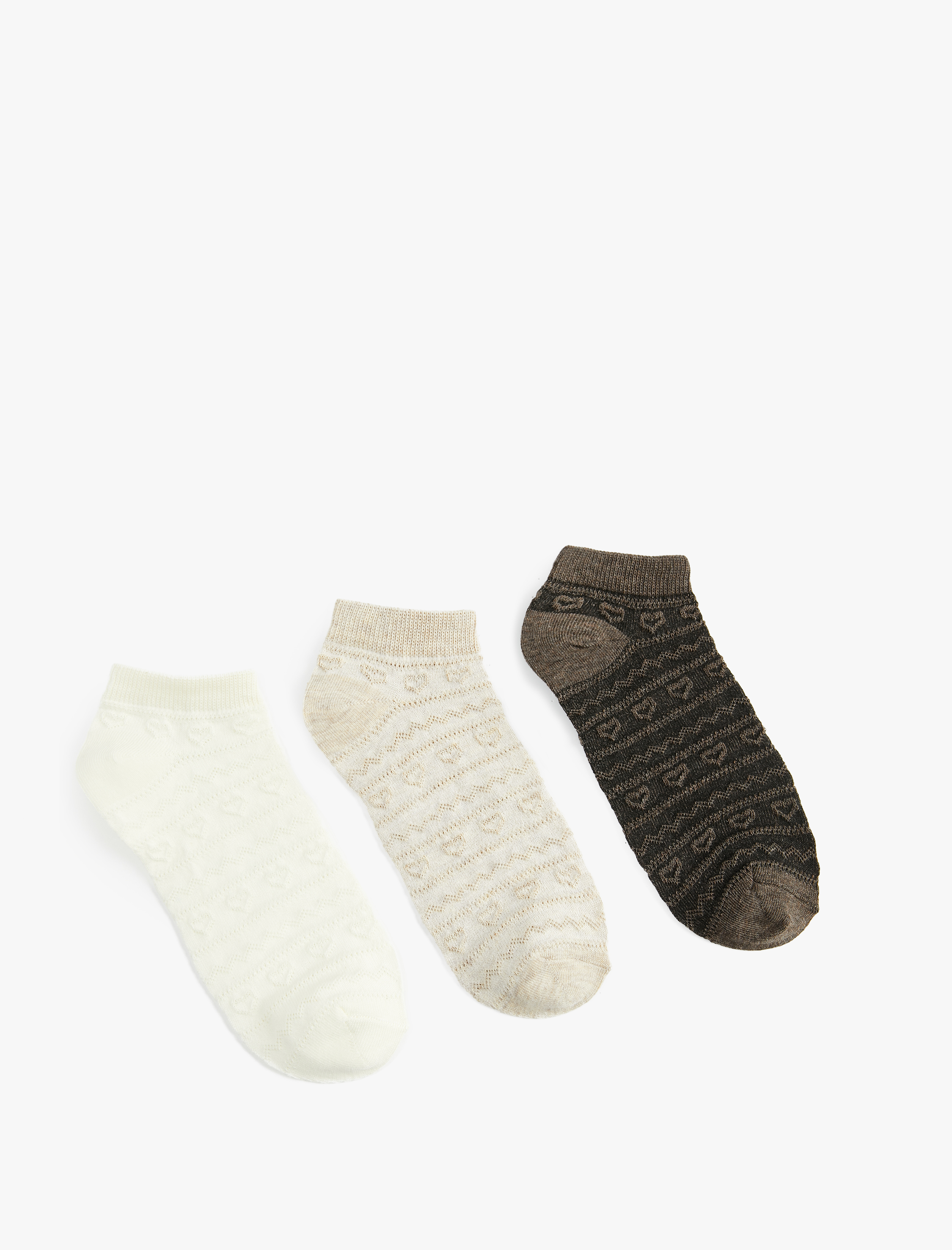  Kadın Kalpli 3'lü Patik Çorap Seti