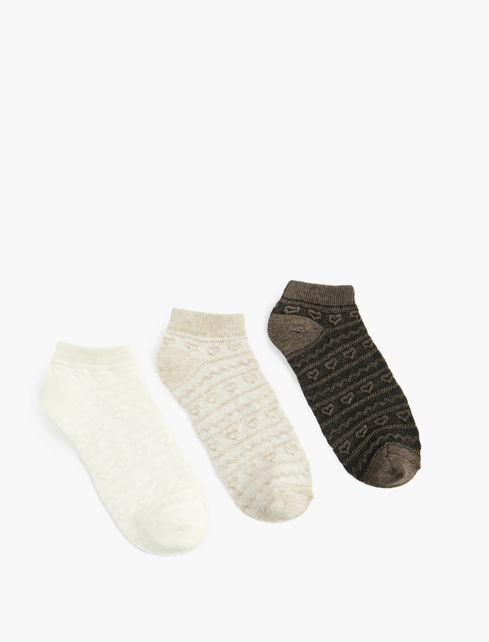 Kadın Kalpli 3'lü Patik Çorap Seti