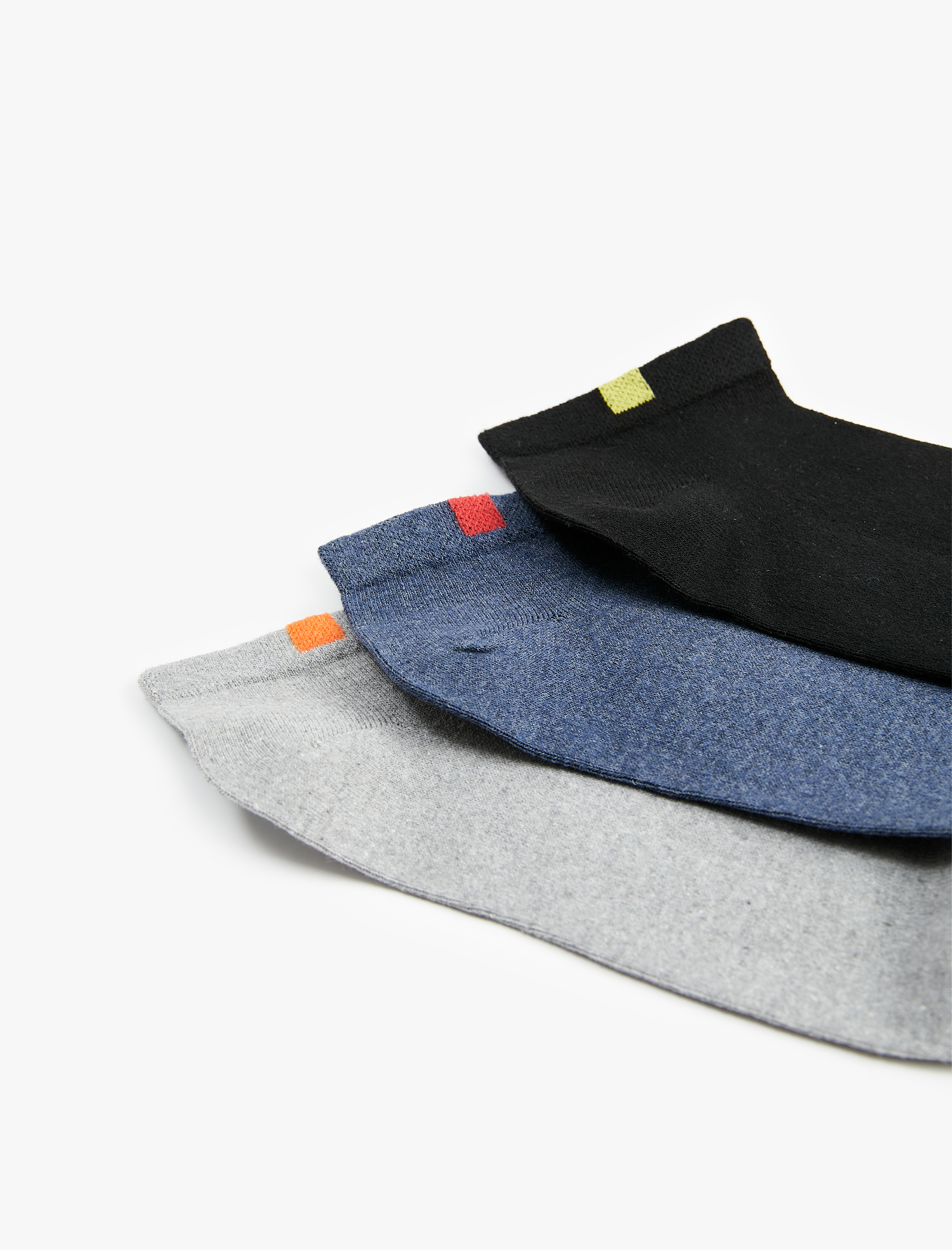  Erkek Çok Renkli Desenli 3'lü Patik Çorap Seti