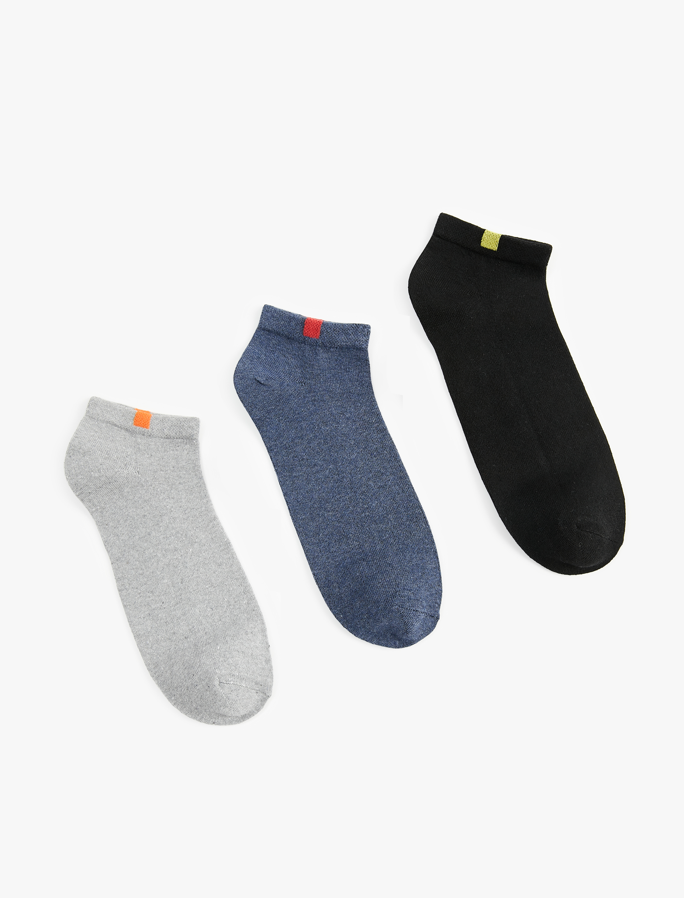  Erkek Çok Renkli Desenli 3'lü Patik Çorap Seti