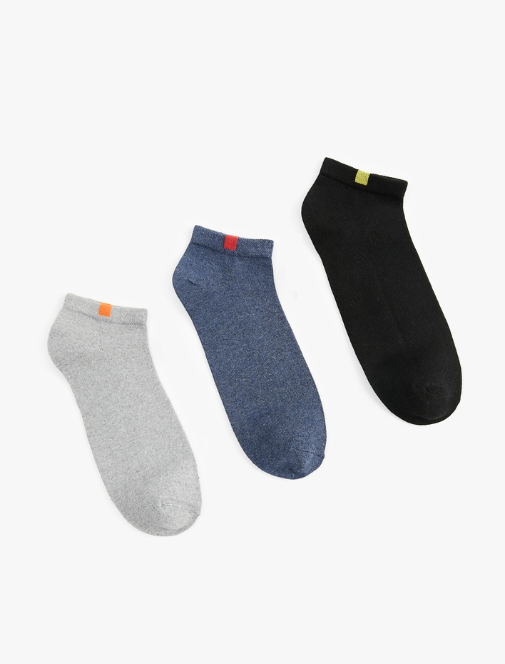 Erkek Çok Renkli Desenli 3'lü Patik Çorap Seti