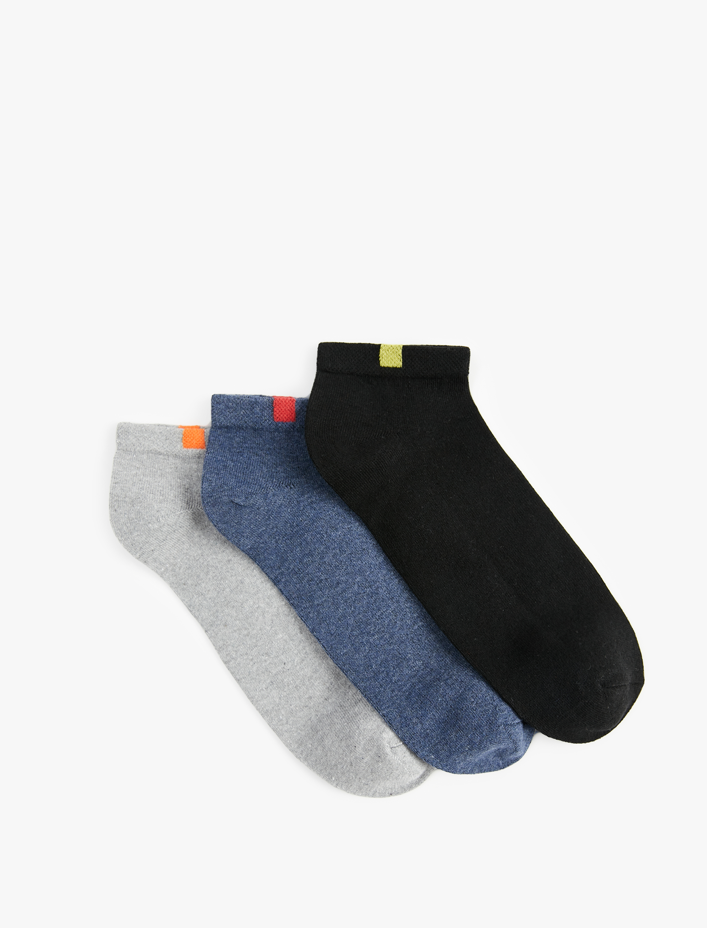  Erkek Çok Renkli Desenli 3'lü Patik Çorap Seti