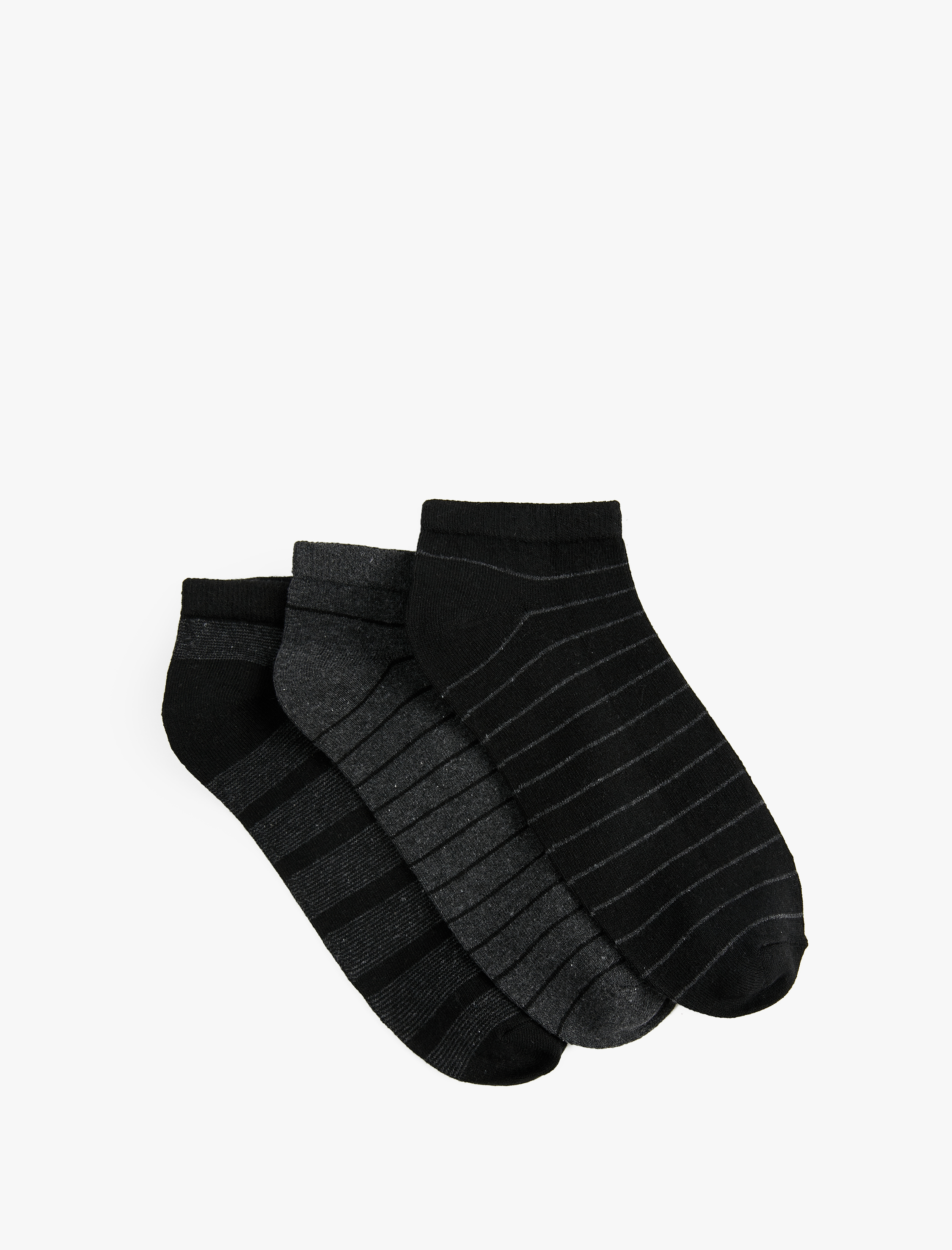  Erkek 3'lü Çizgili Patik Çorap Seti