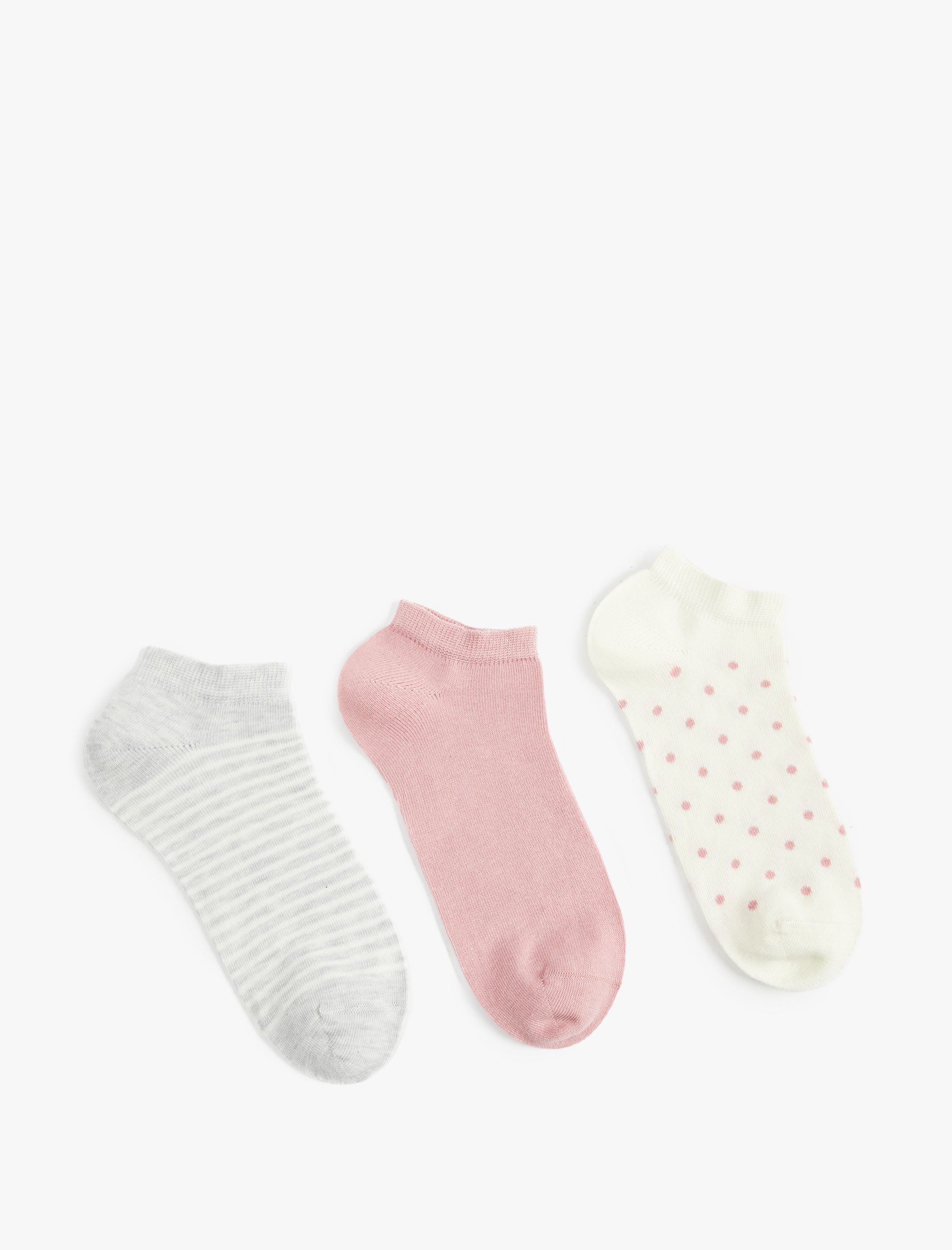  Kadın Çizgili 3'lü Patik Çorap Seti