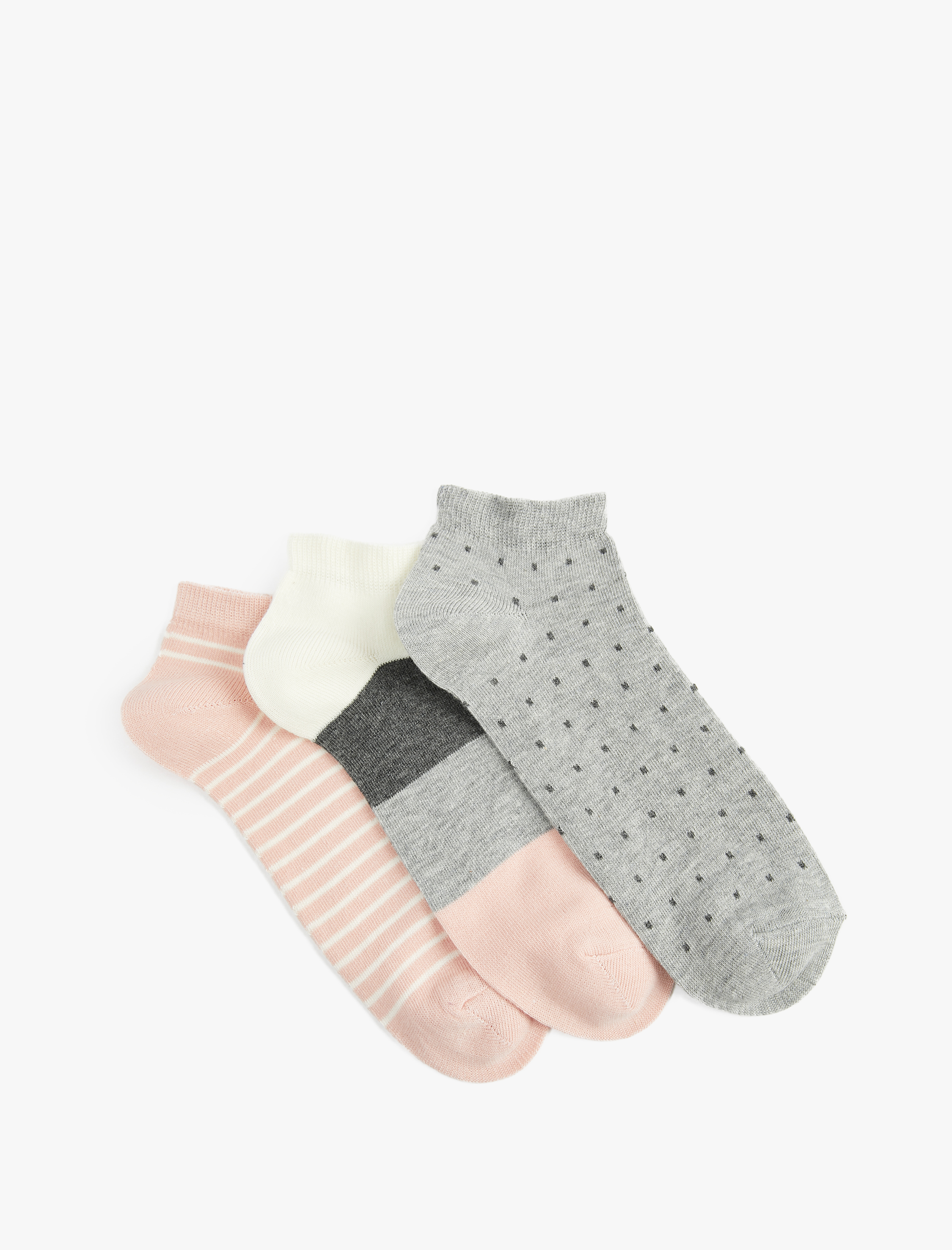  Kadın Desenli Çok Renkli 3'lü Patik Çorap Seti