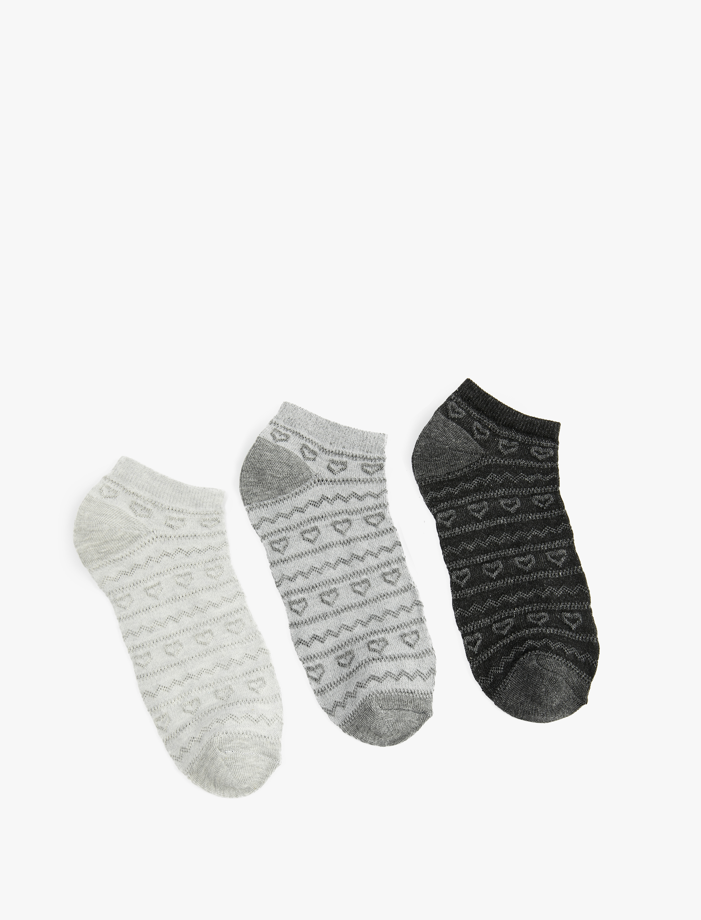  Kadın Kalpli 3'lü Patik Çorap Seti