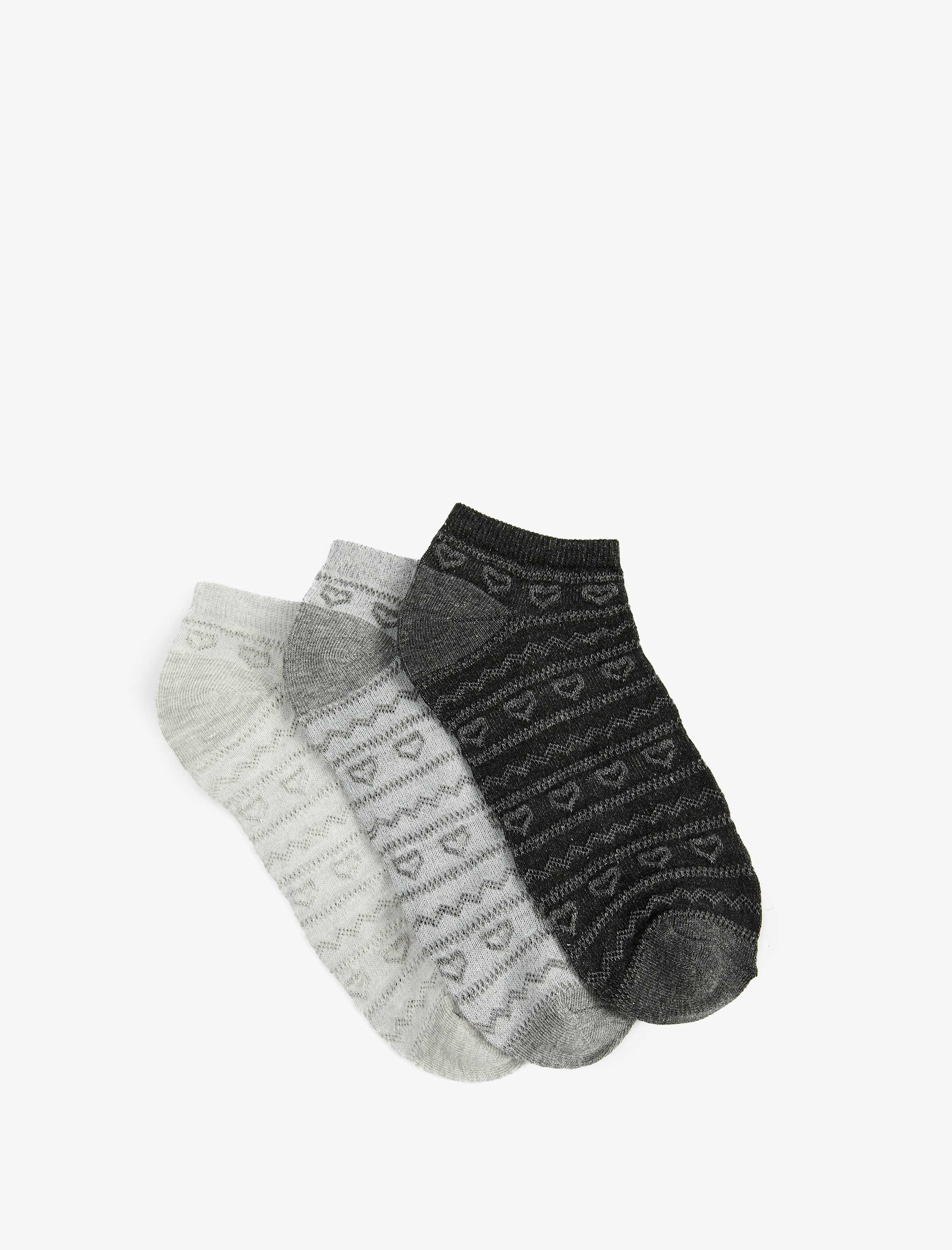  Kadın Kalpli 3'lü Patik Çorap Seti