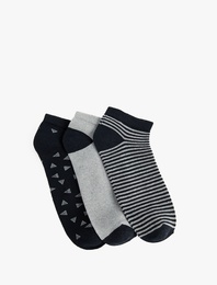 Geometrik Desenli 3'lü Patik Çorap Seti