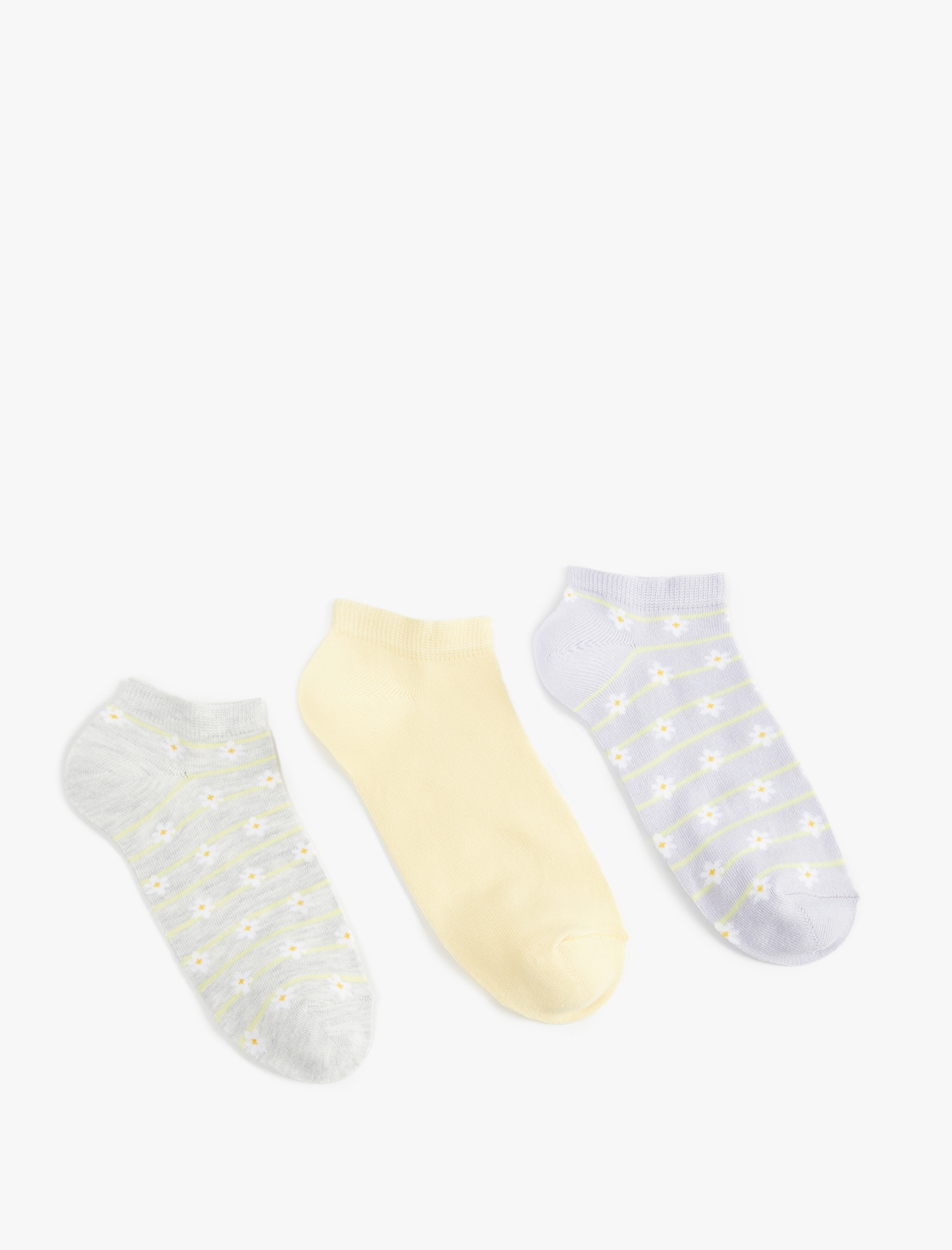  Kadın Çiçekli 3'lü Patik Çorap Seti