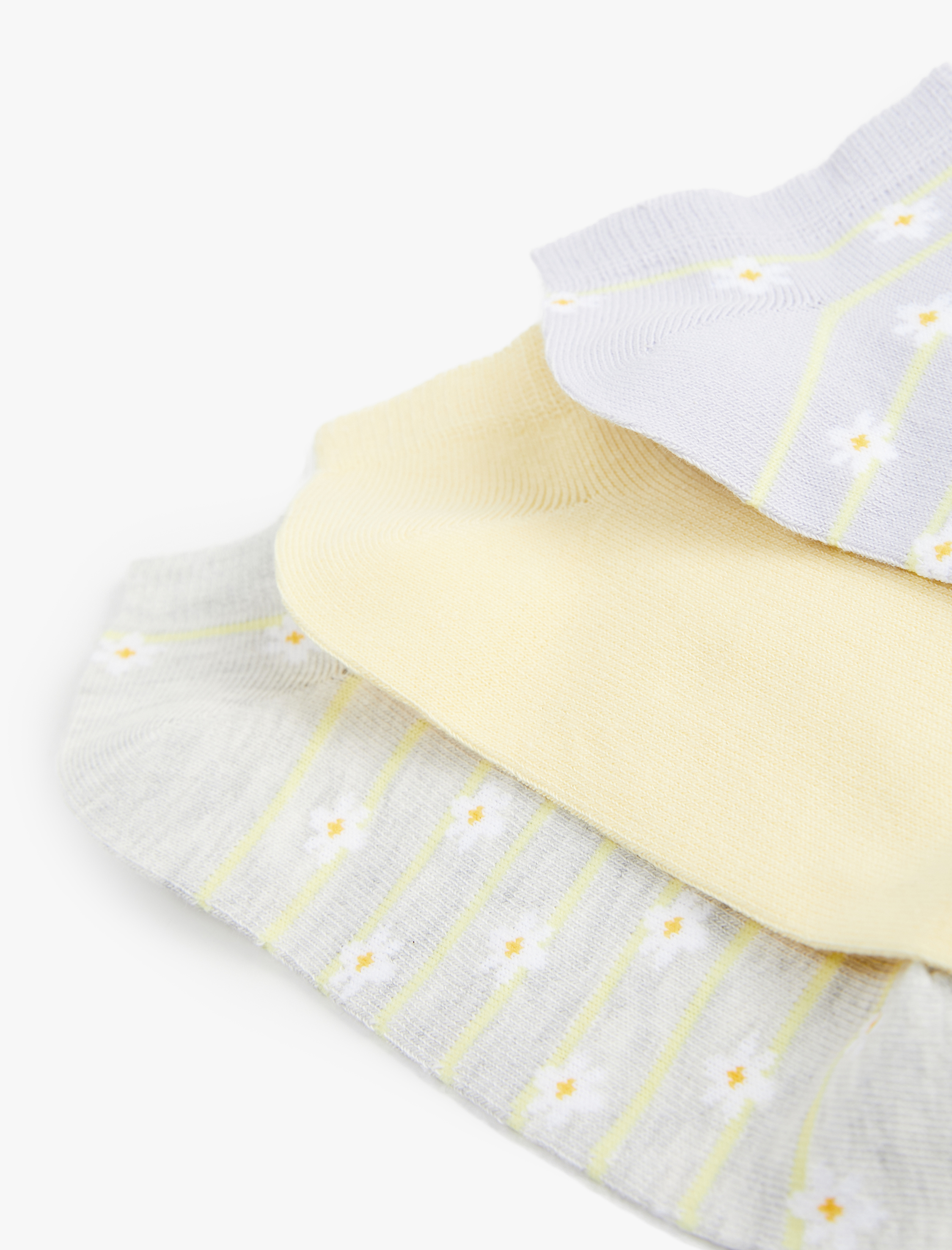  Kadın Çiçekli 3'lü Patik Çorap Seti