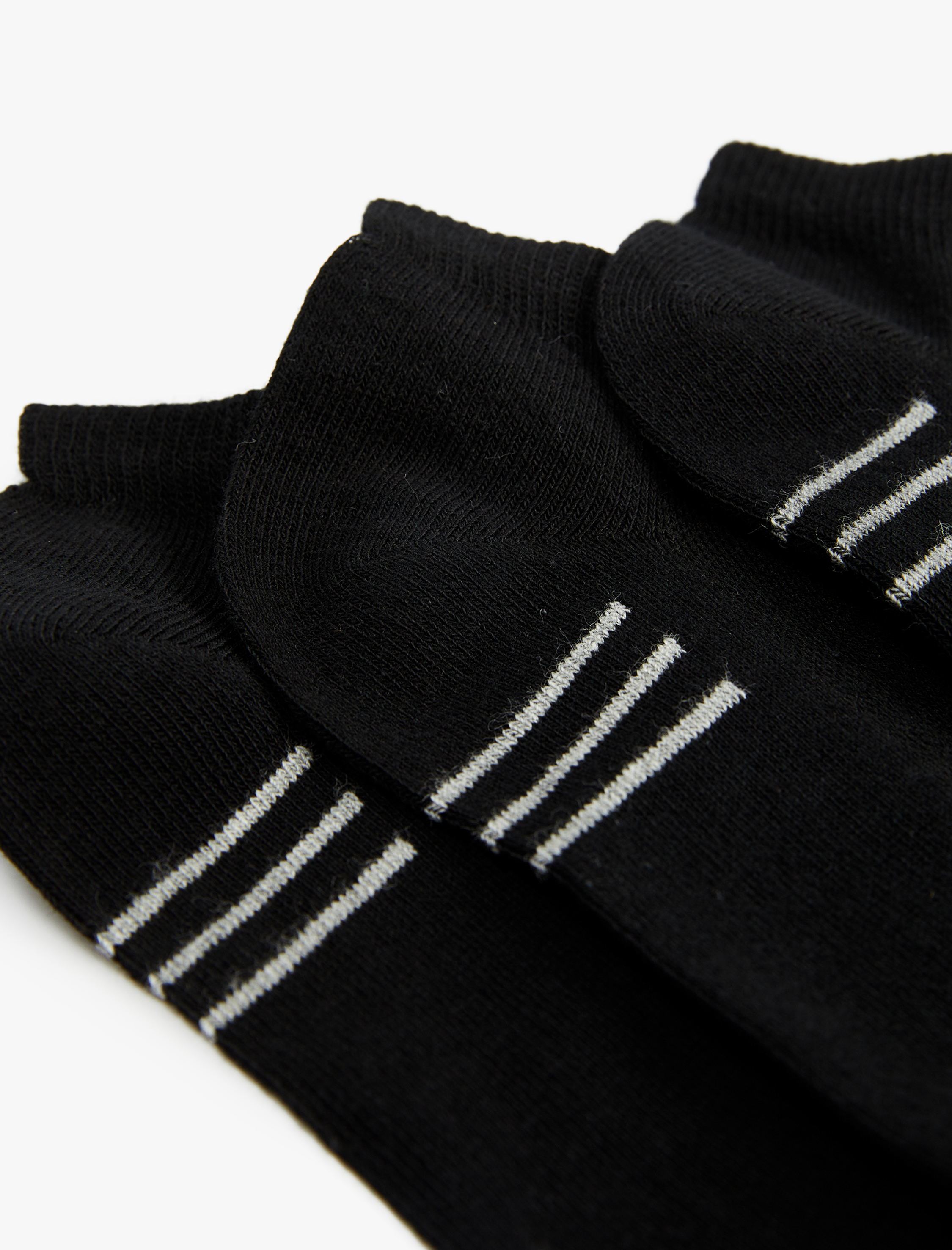  Erkek Pamuklu Çizgili 3'lü Patik Çorap Seti