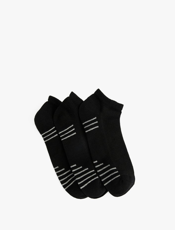 Erkek Pamuklu Çizgili 3'lü Patik Çorap Seti