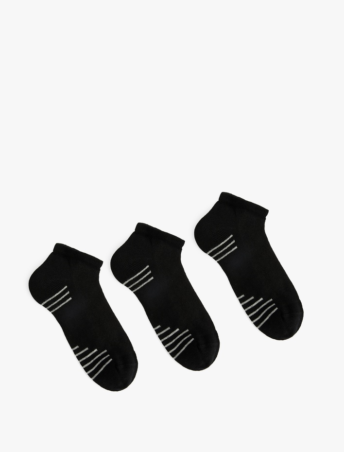 Erkek Pamuklu Çizgili 3'lü Patik Çorap Seti