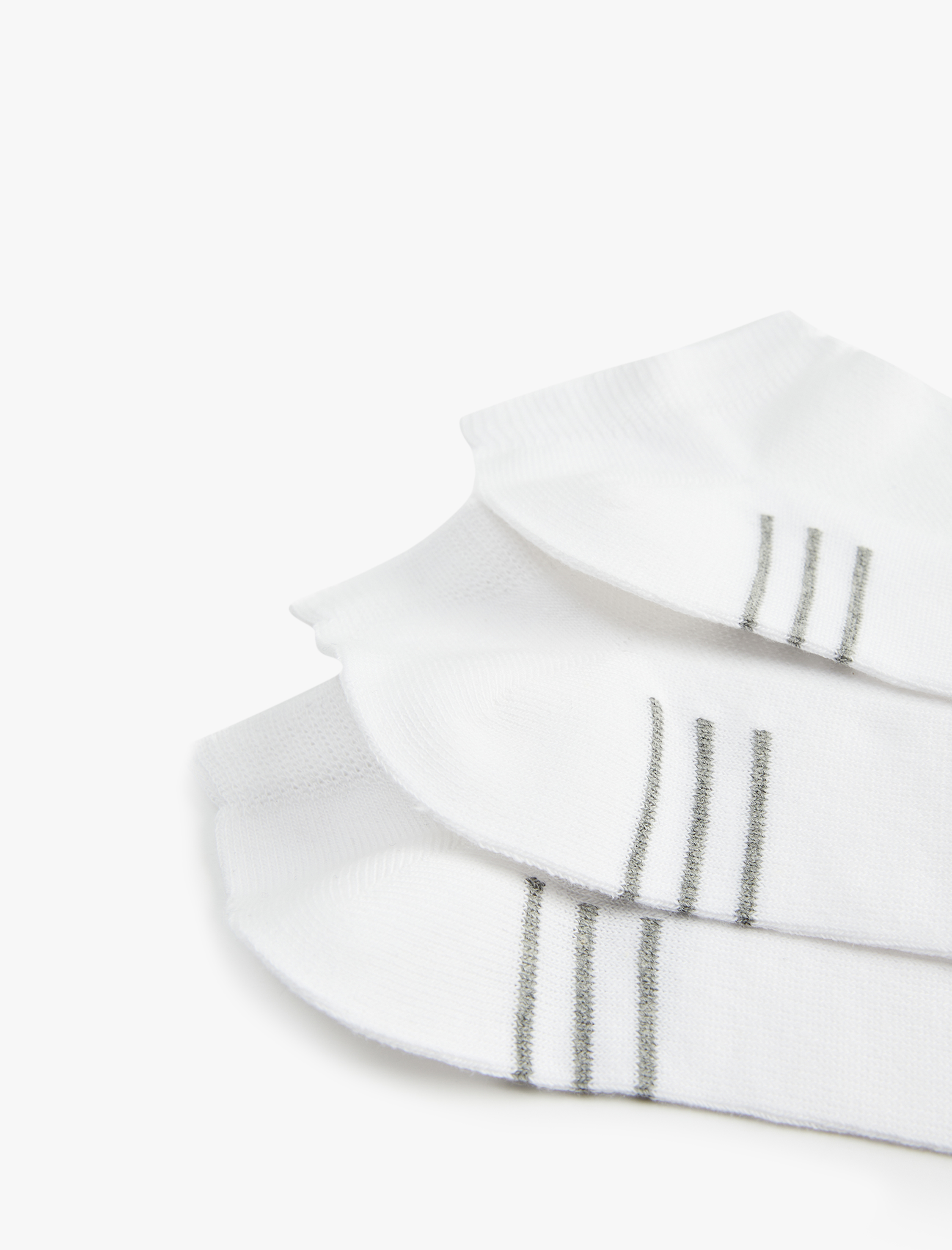  Erkek Pamuklu Çizgili 3'lü Patik Çorap Seti