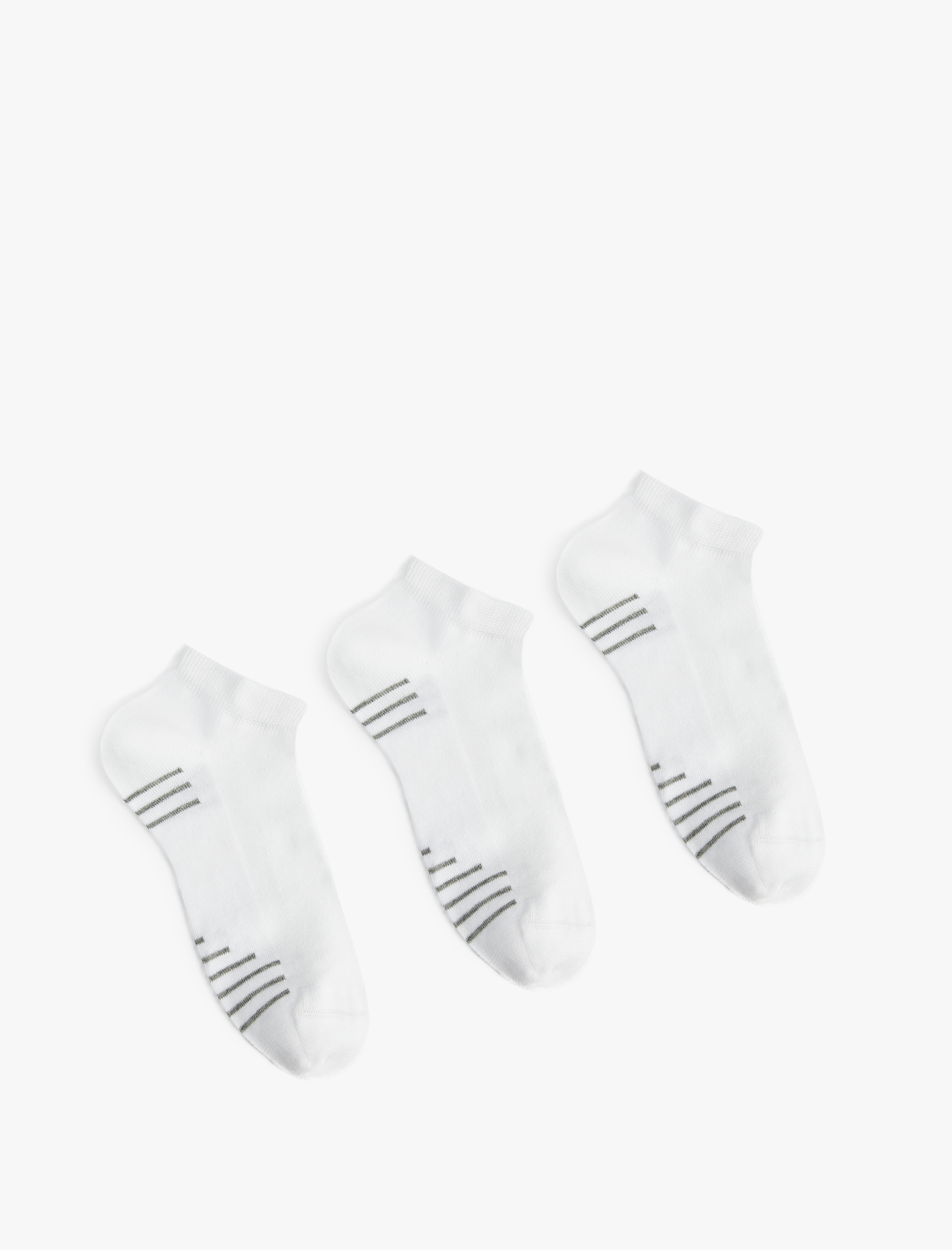  Erkek Pamuklu Çizgili 3'lü Patik Çorap Seti