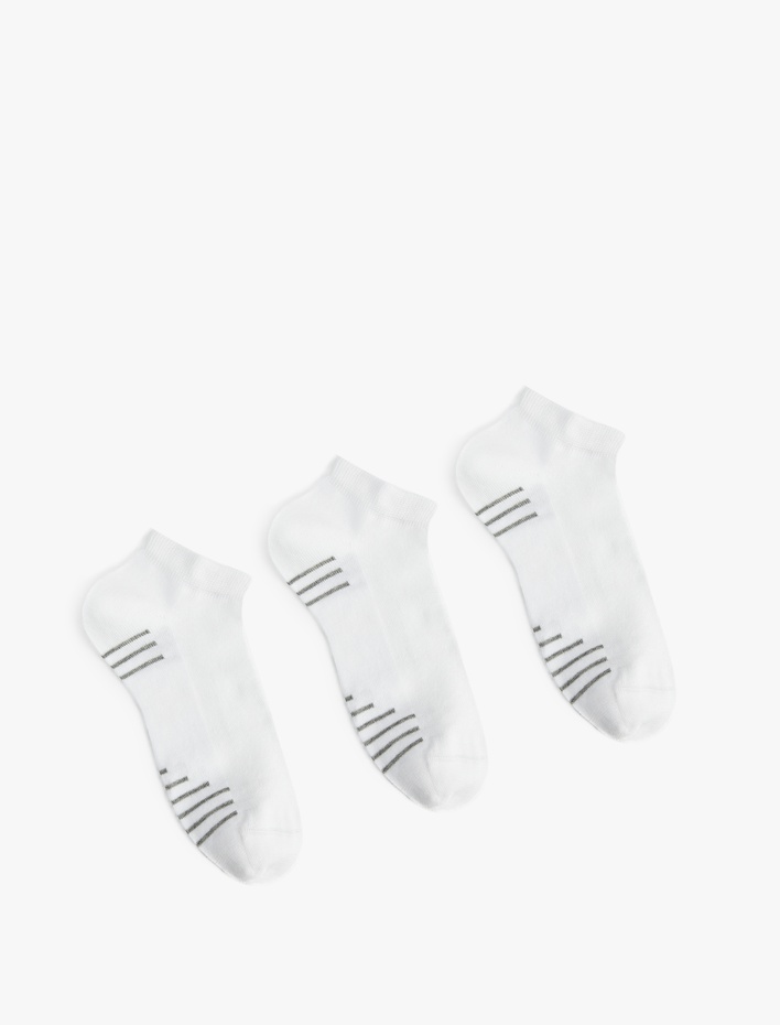 Erkek Pamuklu Çizgili 3'lü Patik Çorap Seti