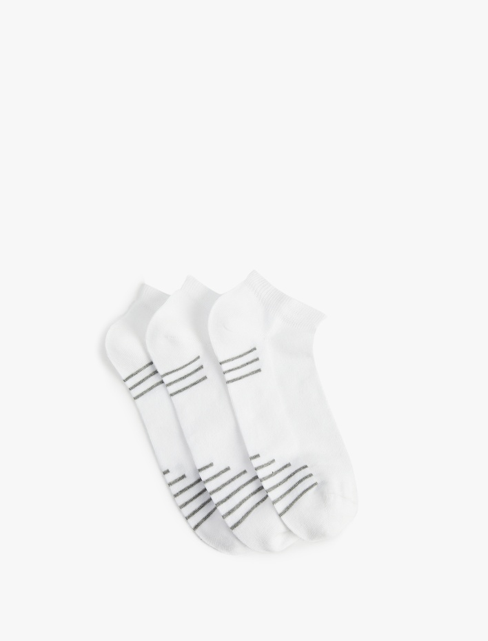 Erkek Pamuklu Çizgili 3'lü Patik Çorap Seti