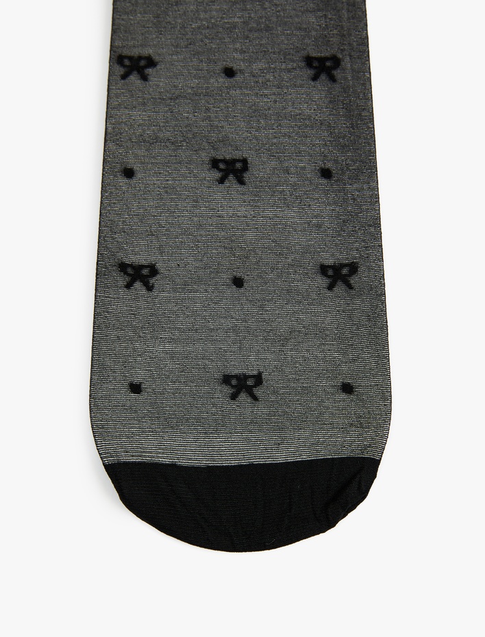 Kadın 15 Den Fiyonk Desenli Külotlu Çorap