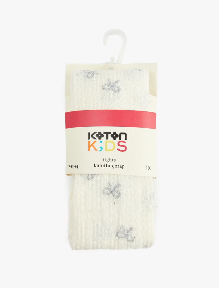 Kız Çocuk Pamuk Karışımlı Fiyonk Desenli Külotlu Çorap