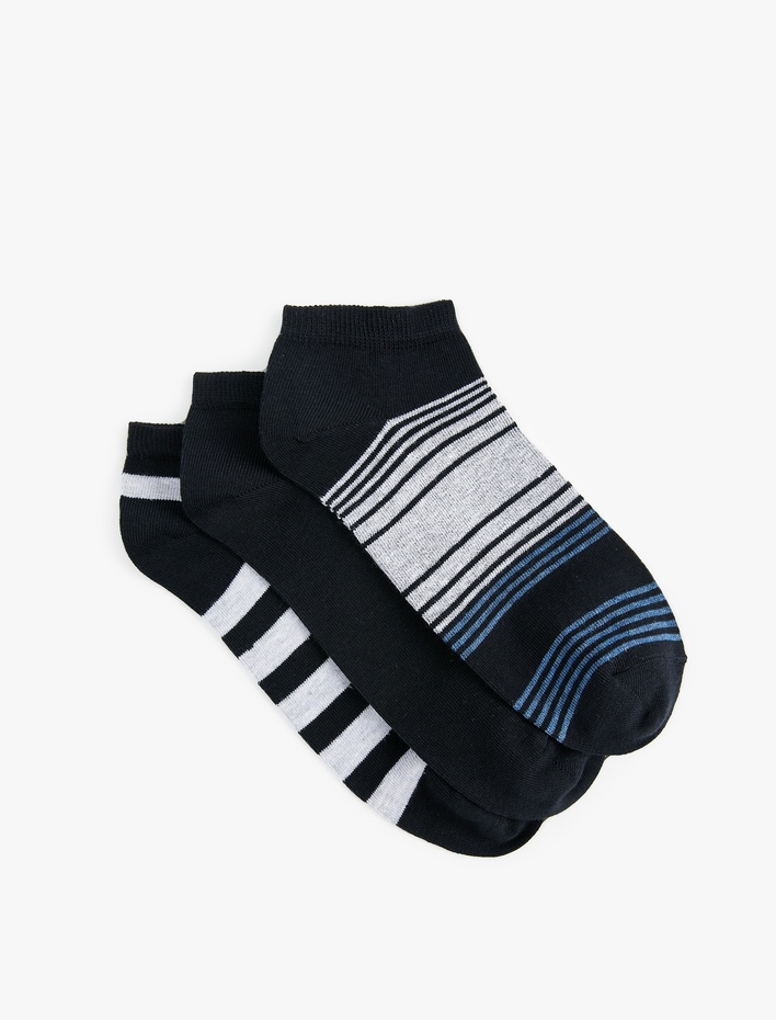 Erkek Çizgili 3'lü Patik Çorap Seti