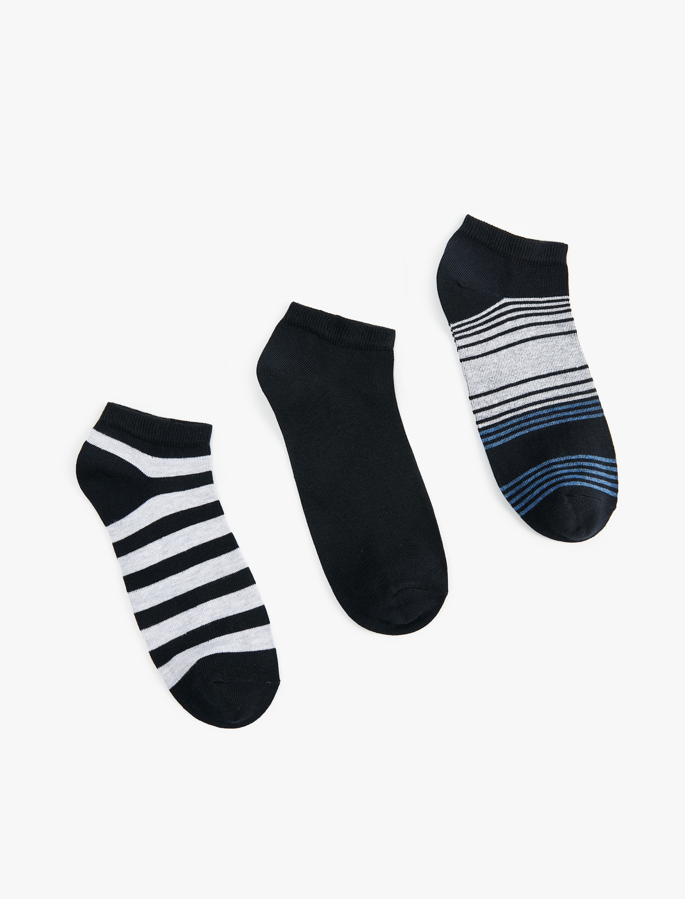  Erkek Çizgili 3'lü Patik Çorap Seti