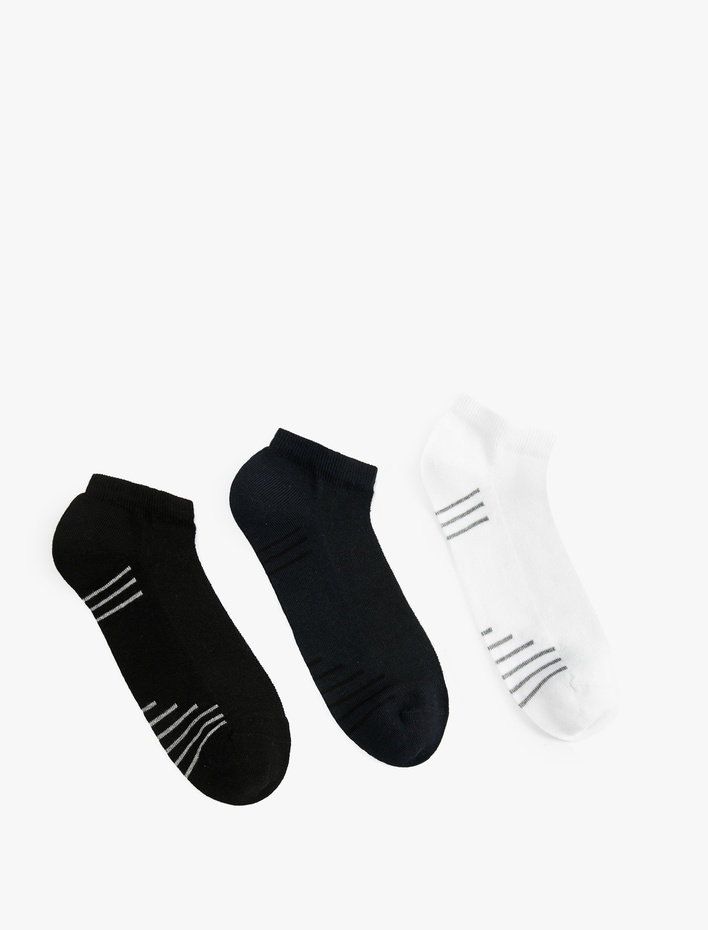 Erkek Pamuklu Çizgili 3'lü Patik Çorap Seti