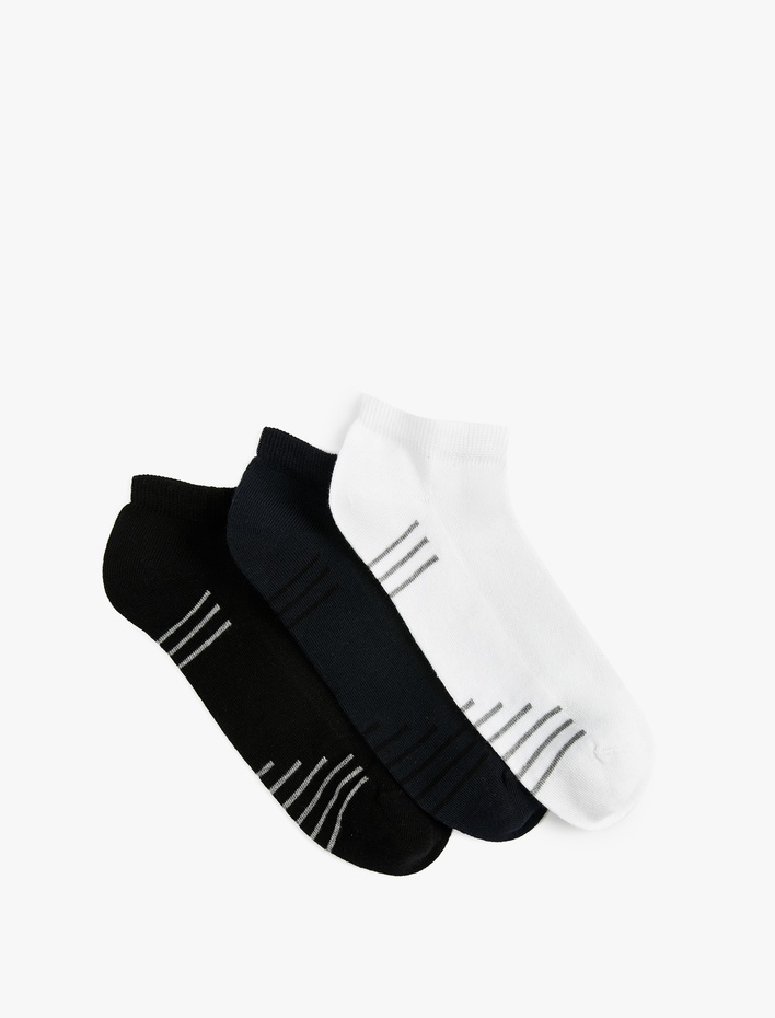 Erkek Pamuklu Çizgili 3'lü Patik Çorap Seti