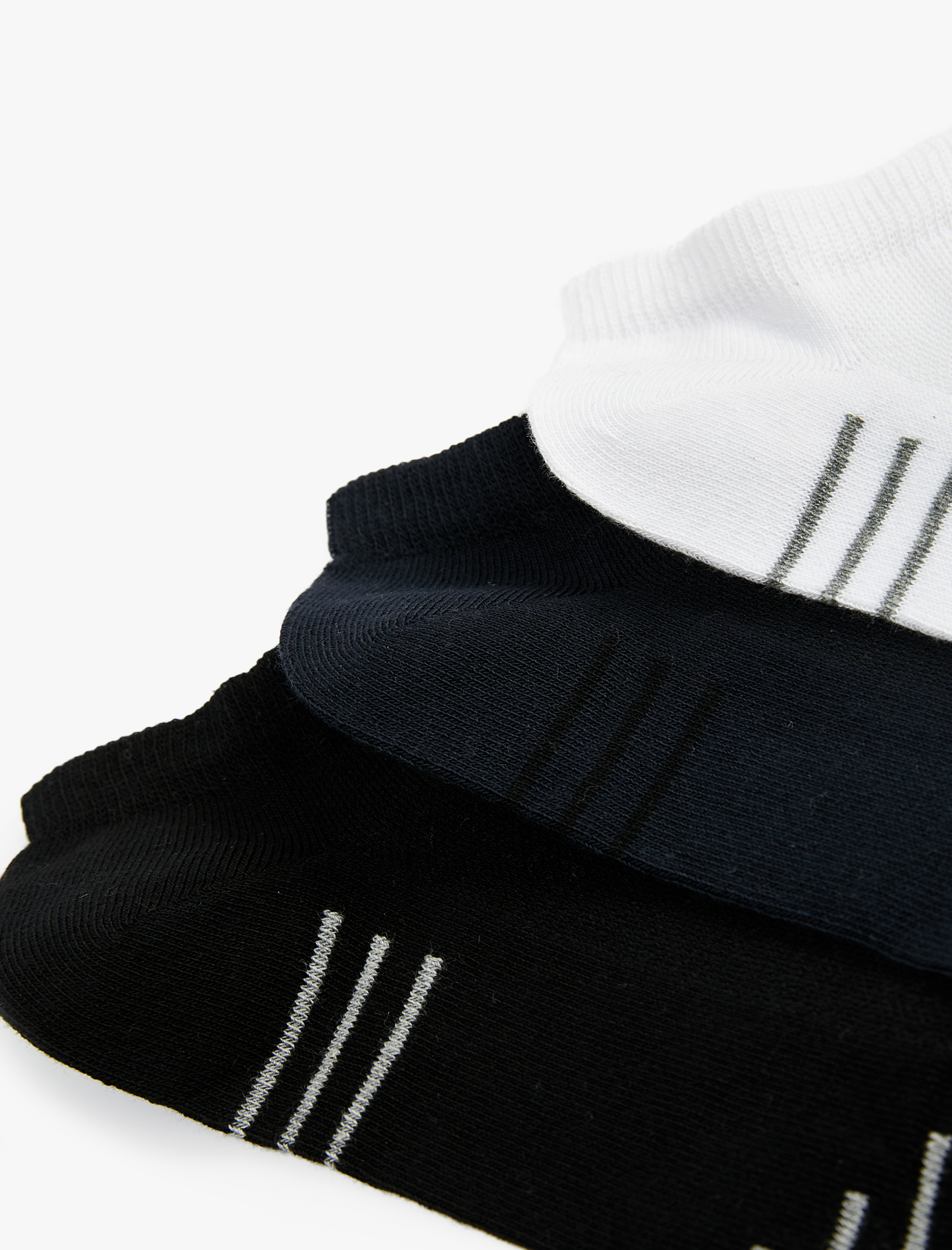  Erkek Pamuklu Çizgili 3'lü Patik Çorap Seti