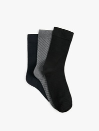 Desenli 3'lü Soket Çorap Seti